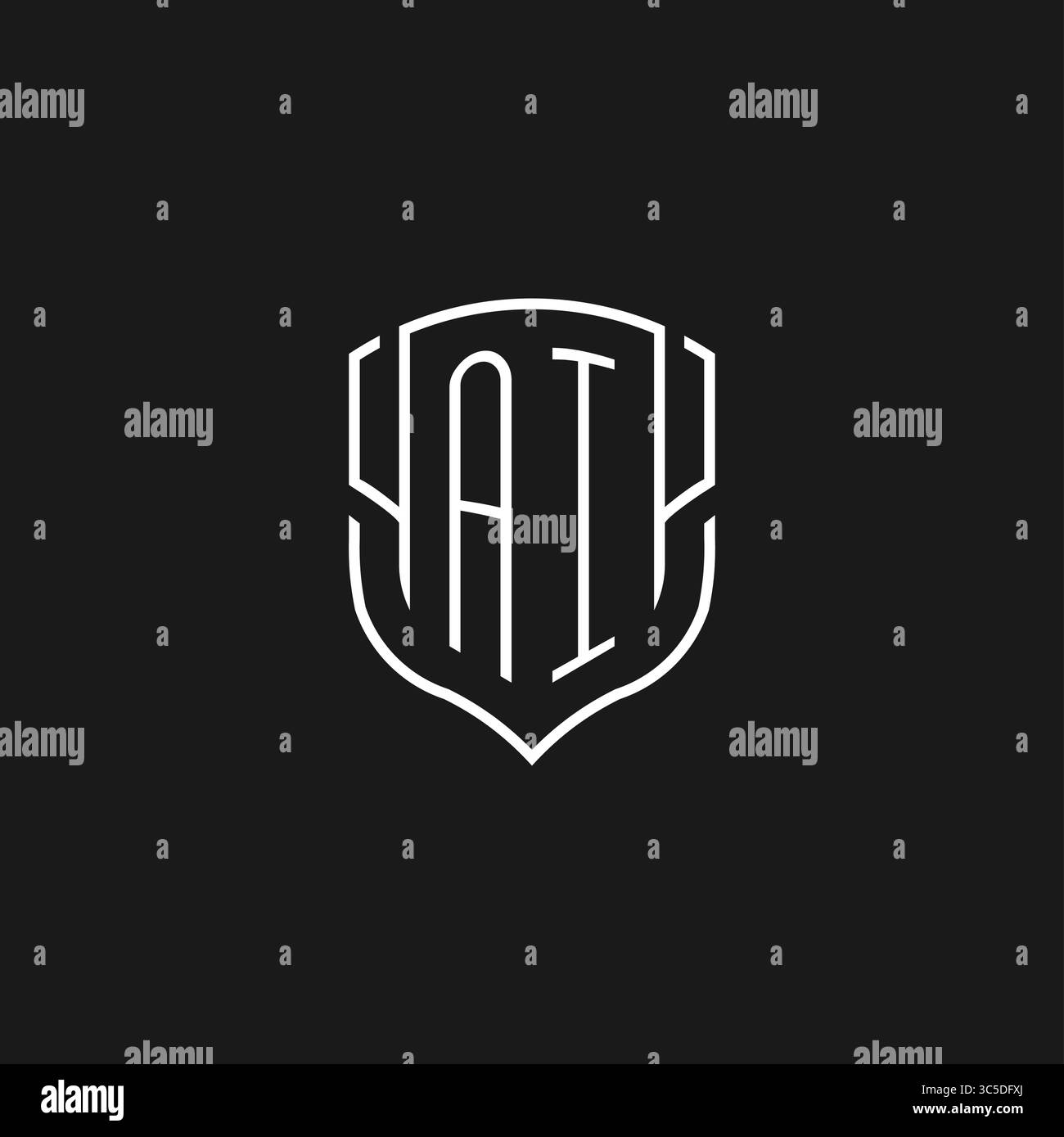 Initial AI logo monoline shield icon shape with vector graphic Stock ...