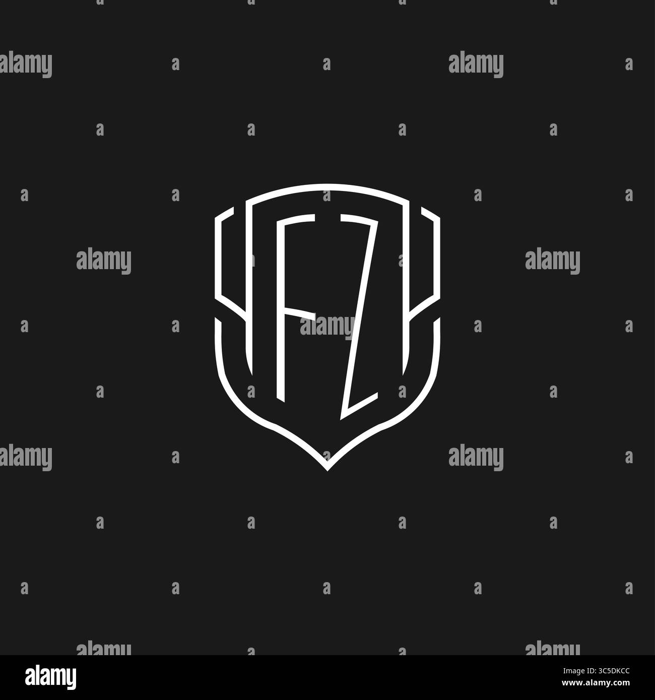 Initial FZ logo monoline shield icon shape with vector graphic Stock ...