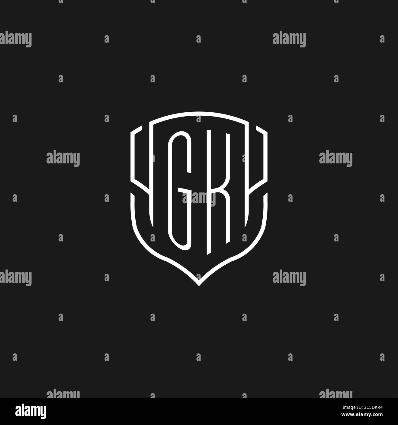 Initial GK logo monoline shield icon shape with vector graphic Stock ...