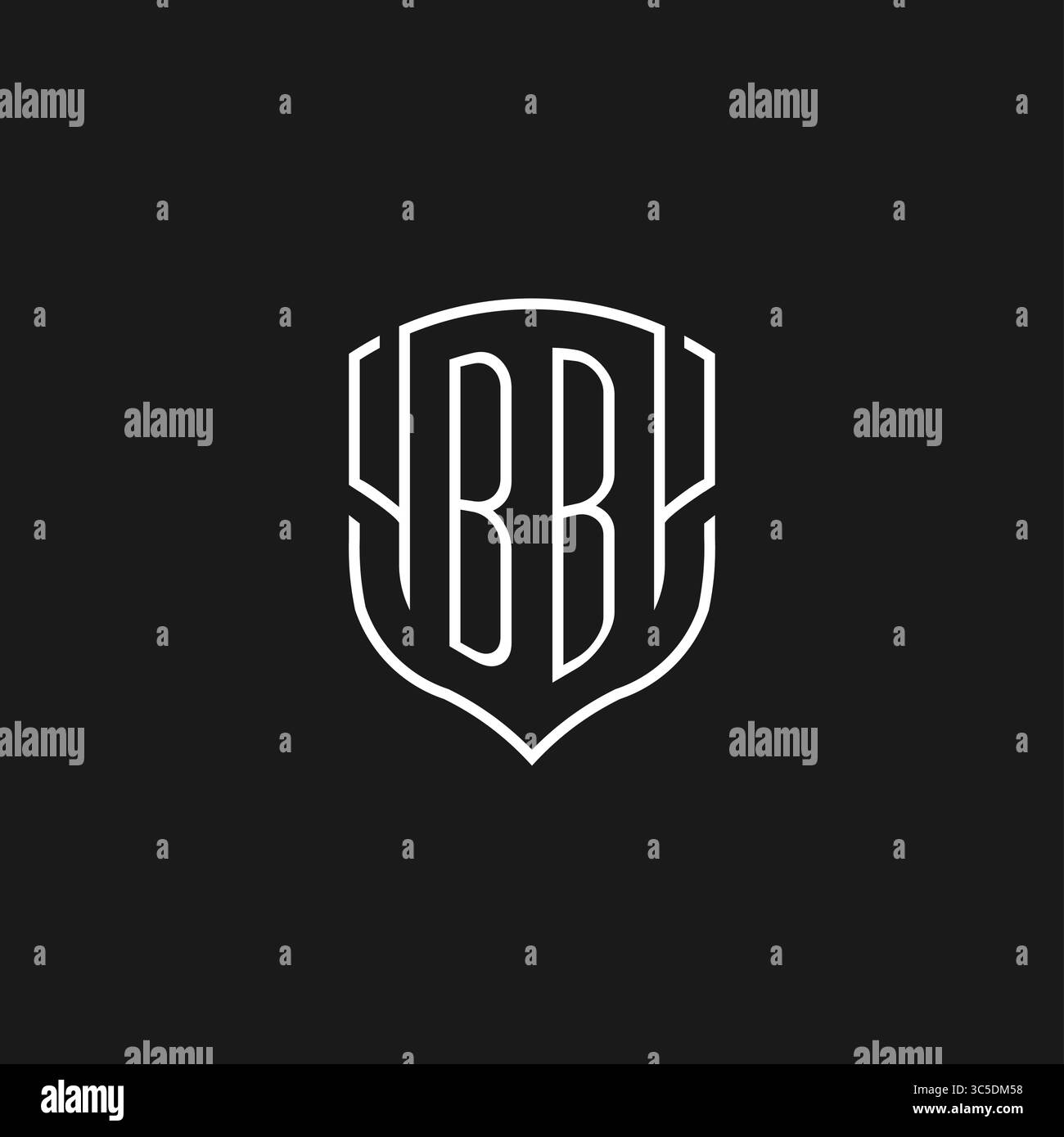 Initial BB logo monoline shield icon shape with vector graphic Stock ...