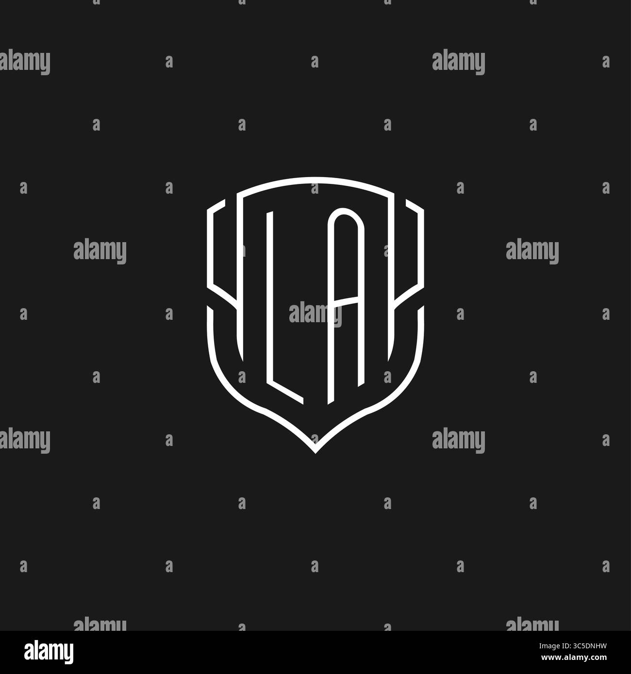 Initial LA logo monoline shield icon shape with vector graphic Stock ...