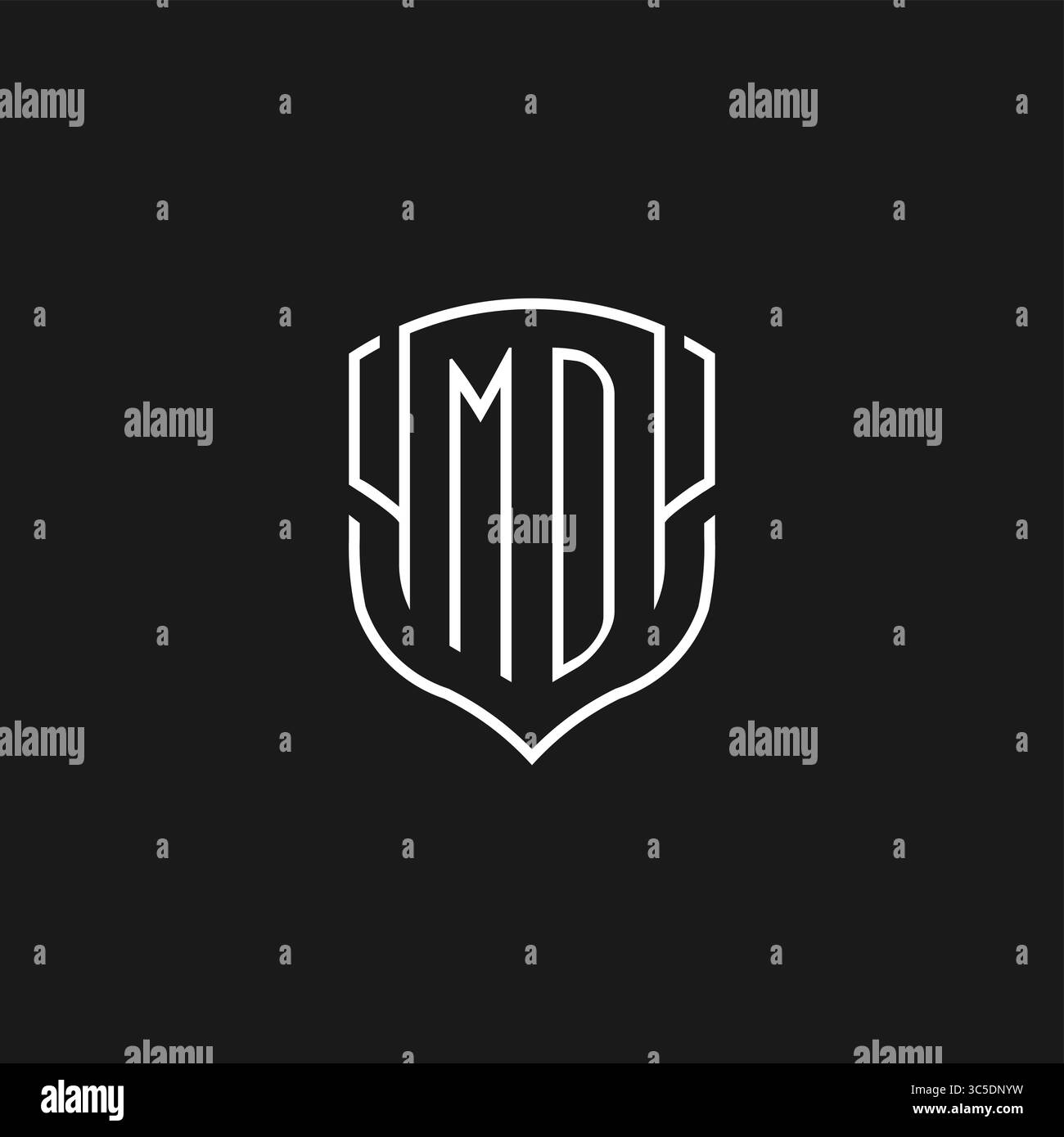 Initial MD logo monoline shield icon shape with vector graphic Stock ...