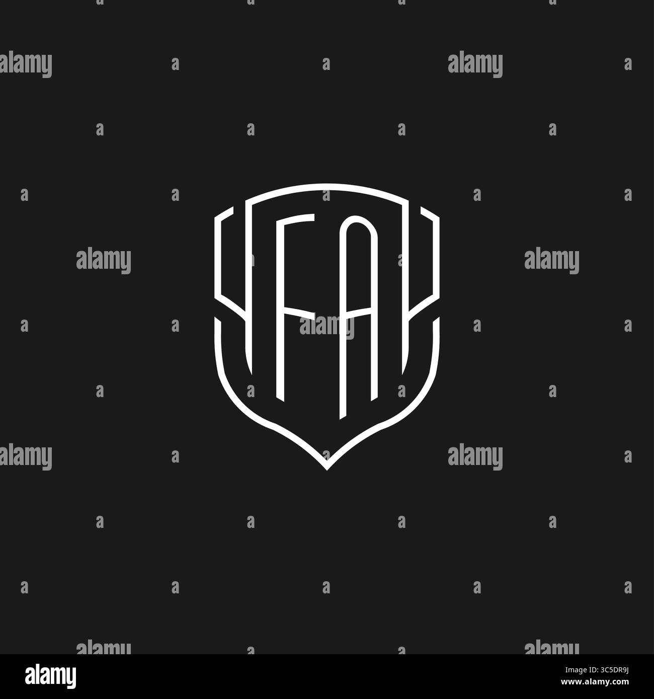 Initial FA logo monoline shield icon shape with vector graphic Stock ...