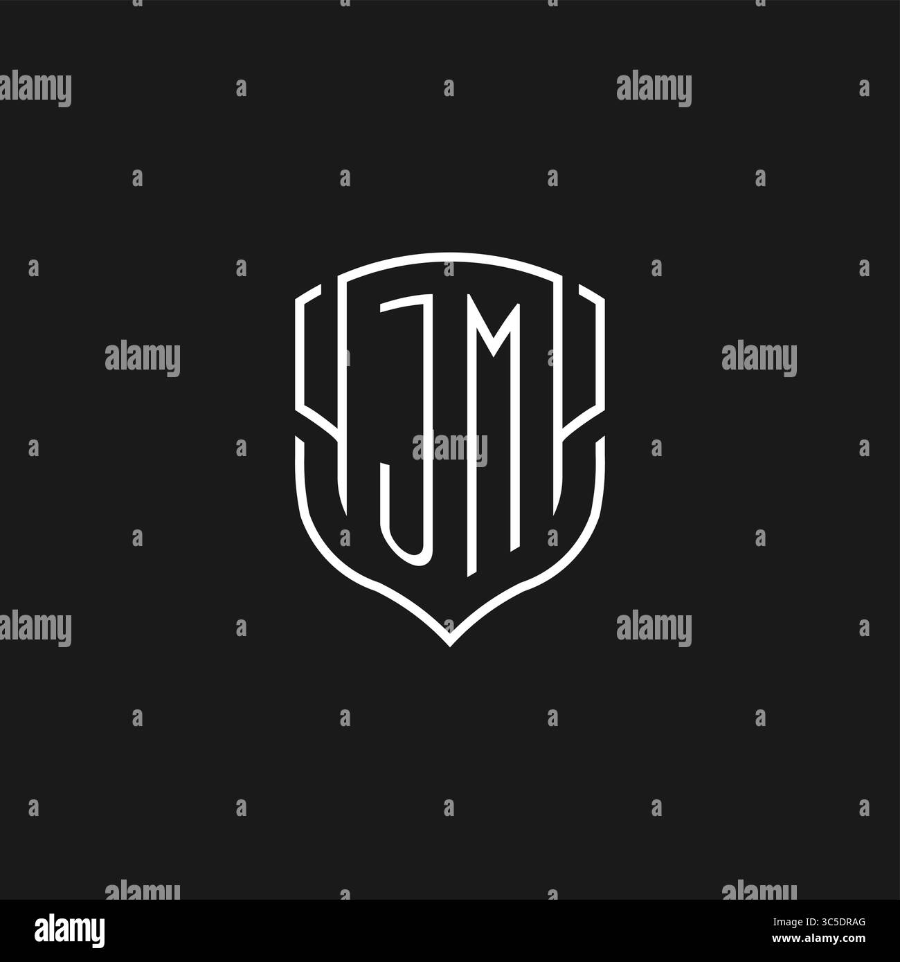 Initial JM logo monoline shield icon shape with vector graphic Stock ...