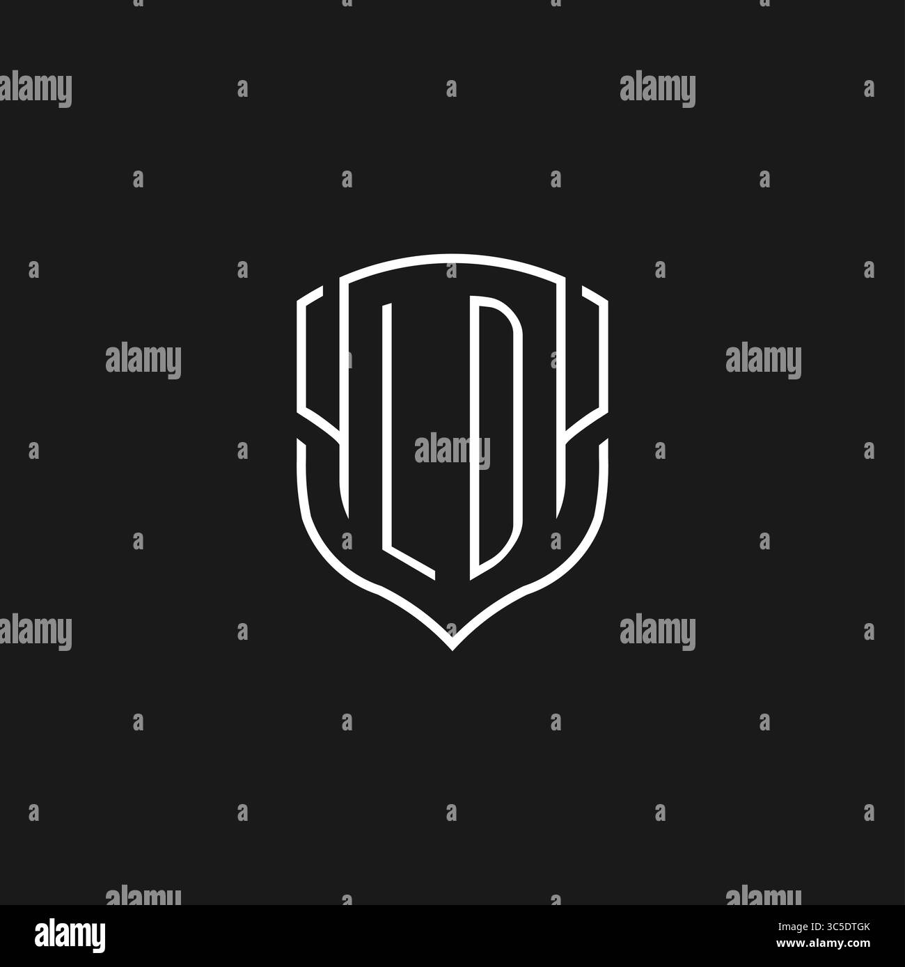Initial LD logo monoline shield icon shape with vector graphic Stock ...