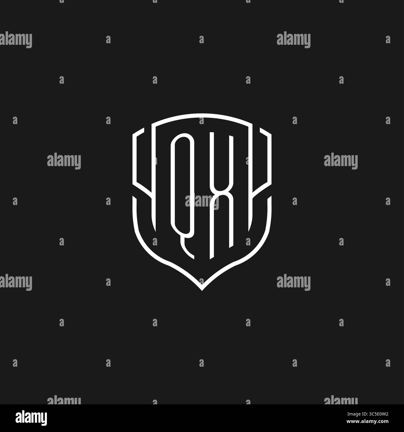 Initial QX logo monoline shield icon shape with vector graphic Stock ...