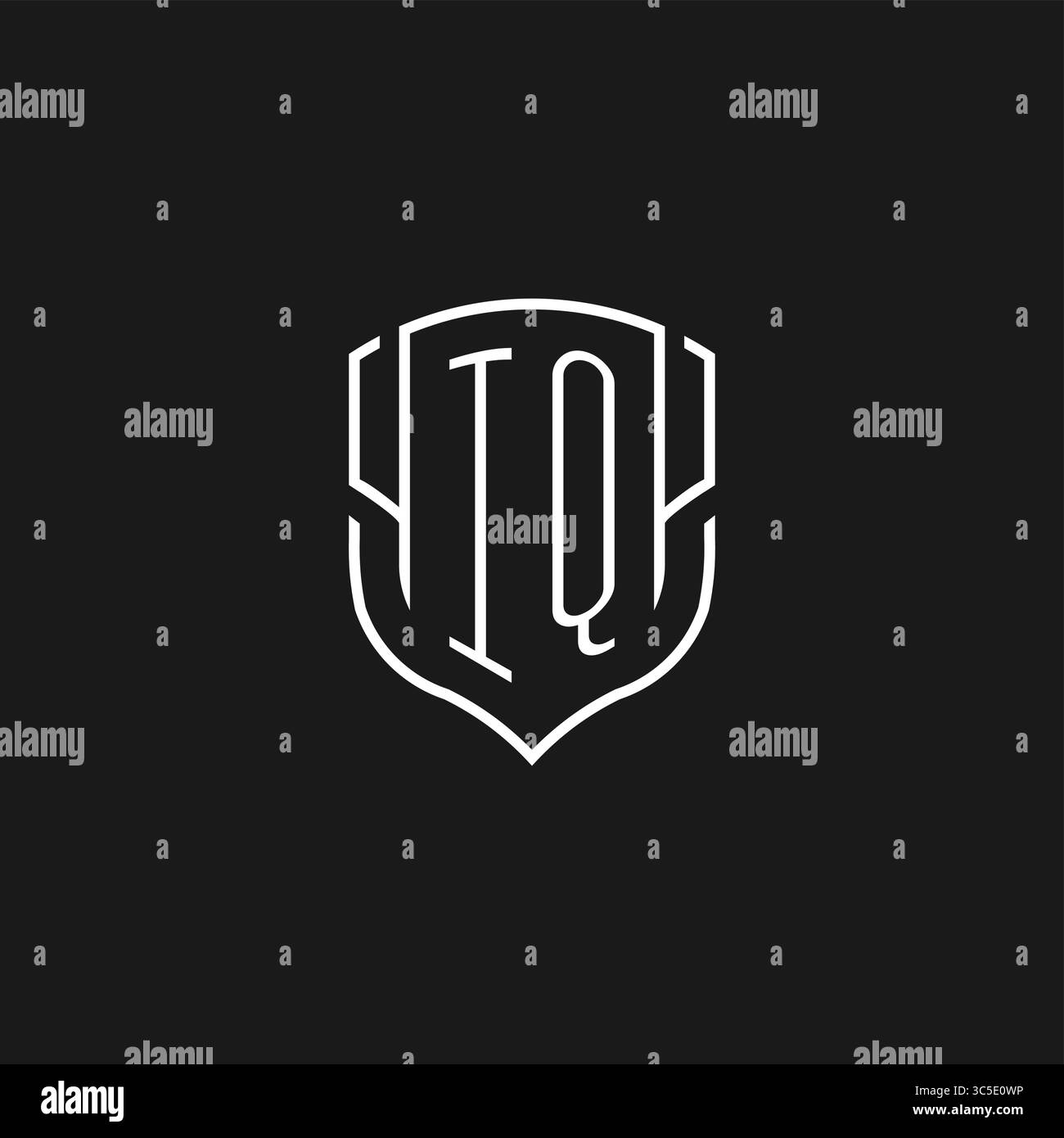 Initial IQ logo monoline shield icon shape with vector graphic Stock ...