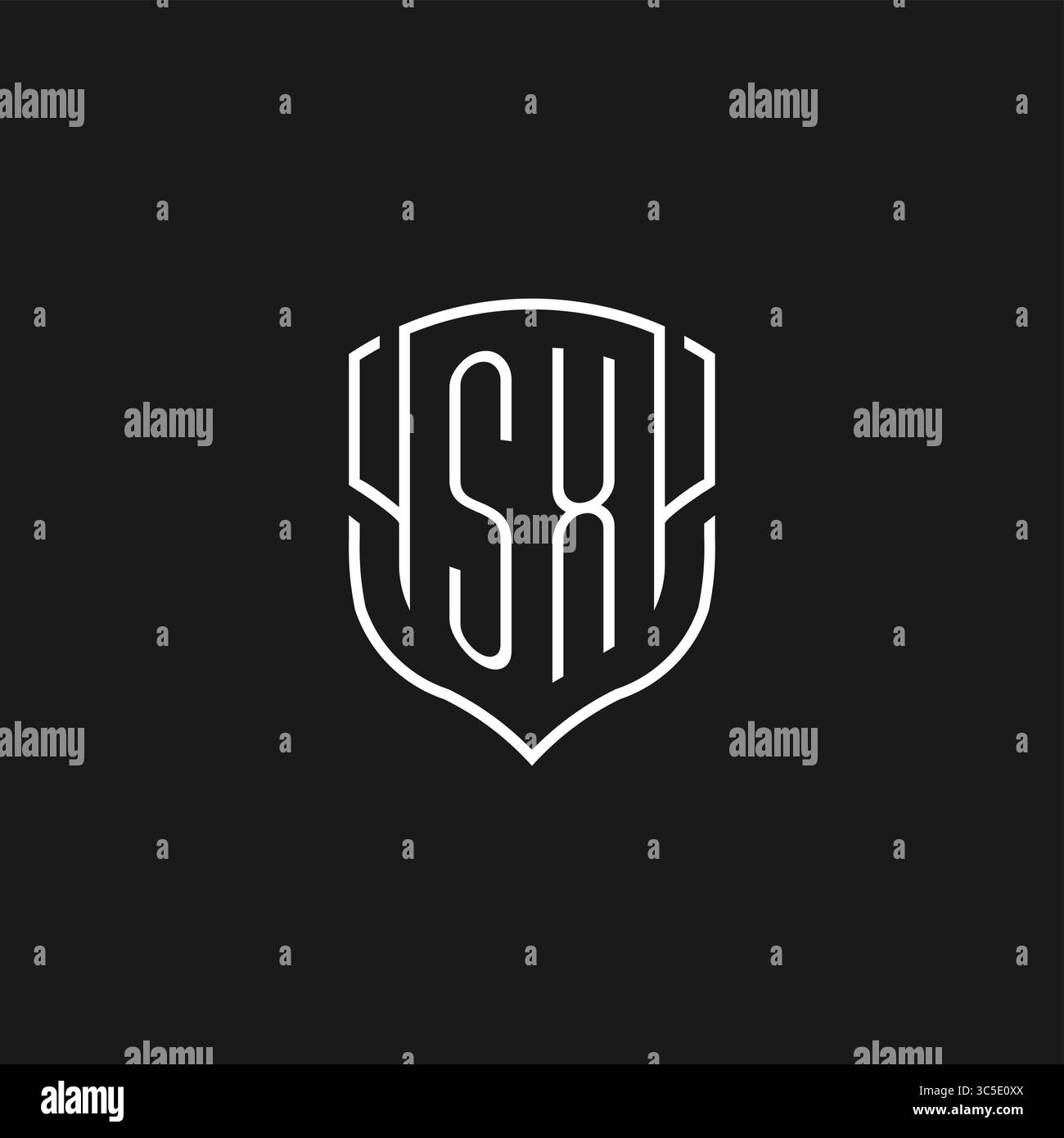 Initial SX logo monoline shield icon shape with vector graphic Stock ...