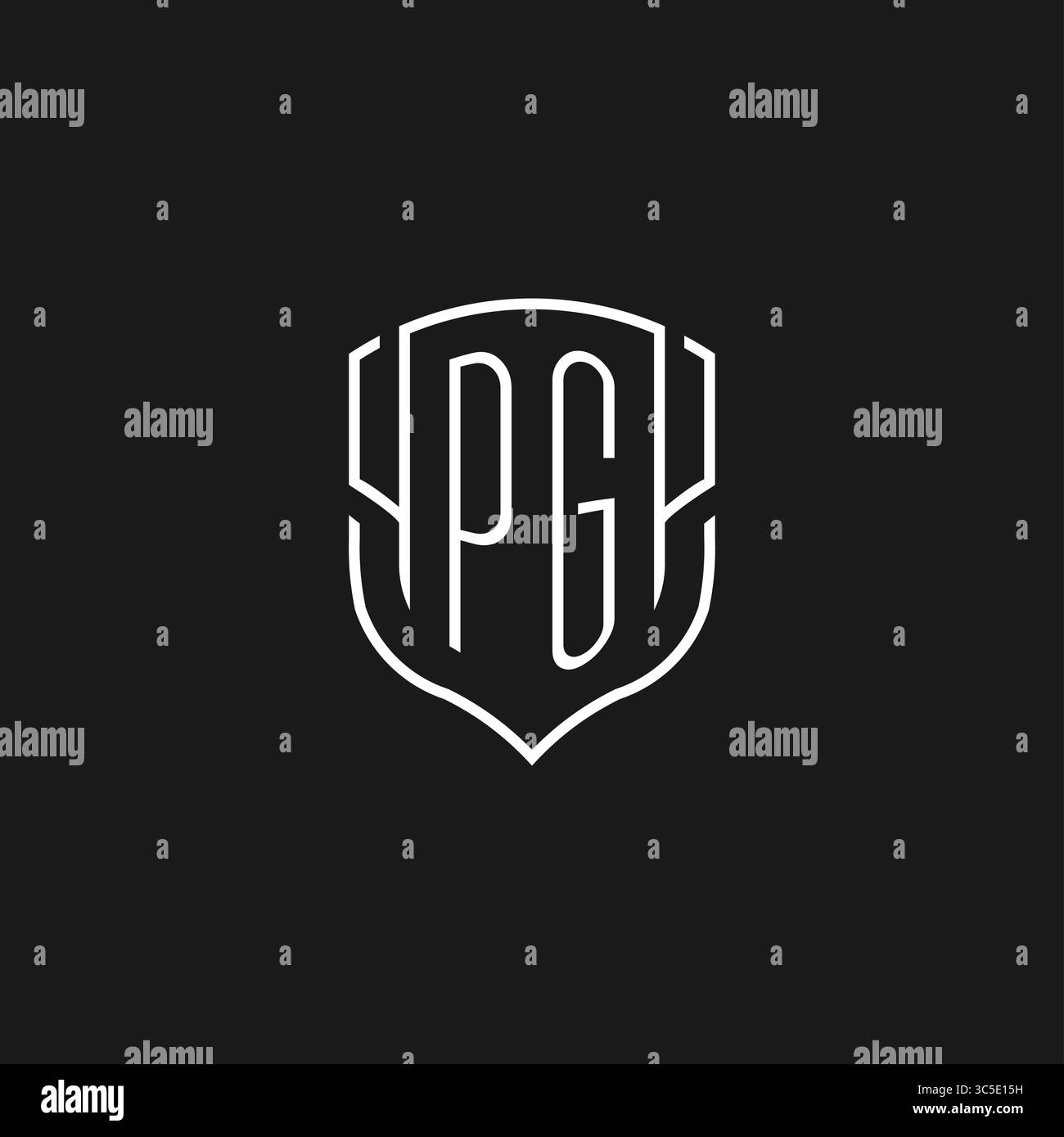 Initial PG logo monoline shield icon shape with vector graphic Stock Vector