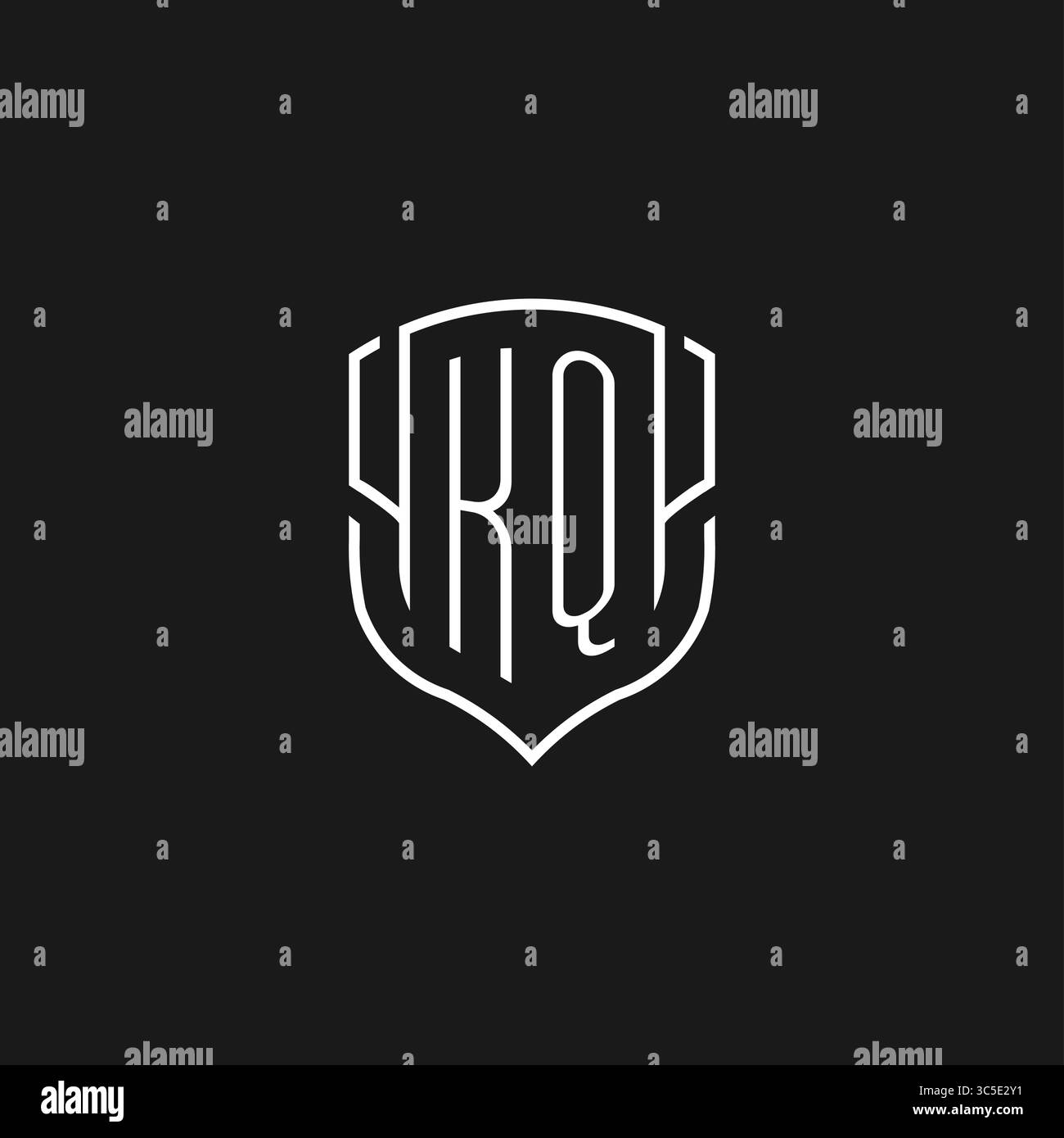 Initial KQ logo monoline shield icon shape with vector graphic Stock ...