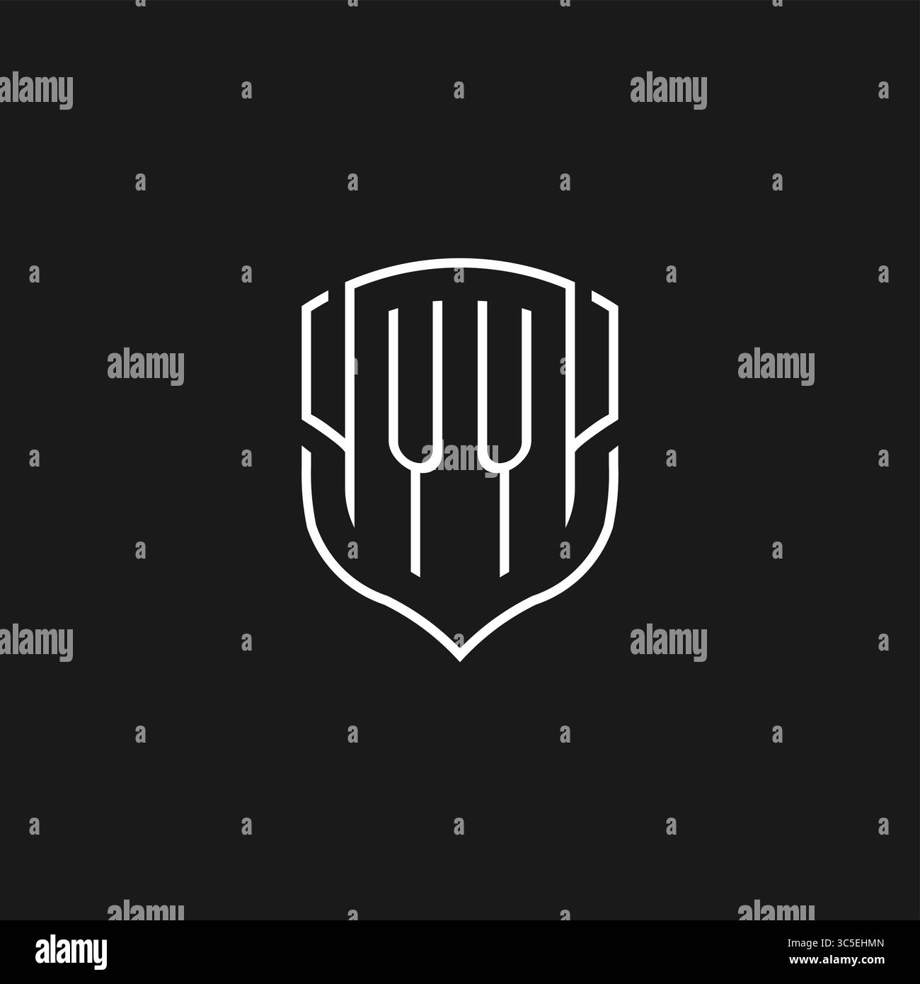 Initial YY logo monoline shield icon shape with vector graphic Stock ...