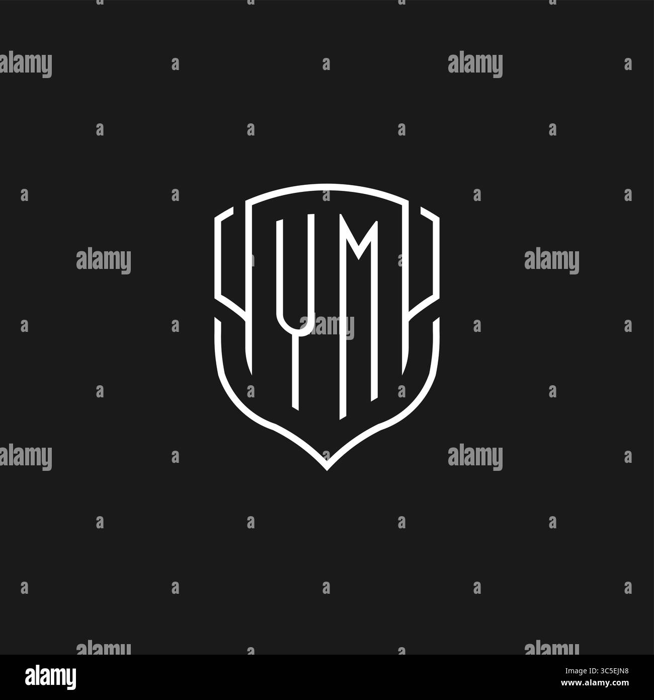 Initial YM logo monoline shield icon shape with vector graphic Stock ...