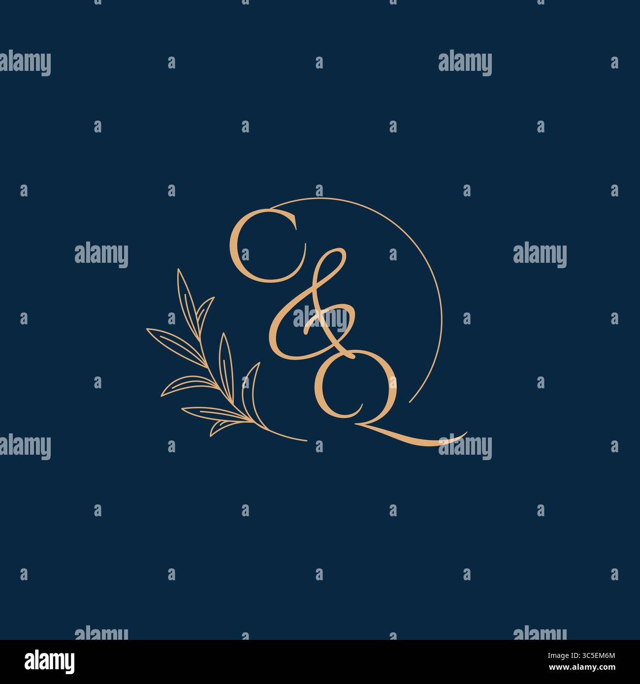 CQ Initial Wedding Monogram Logo with Minimalistic Style vector graphic Stock Vector