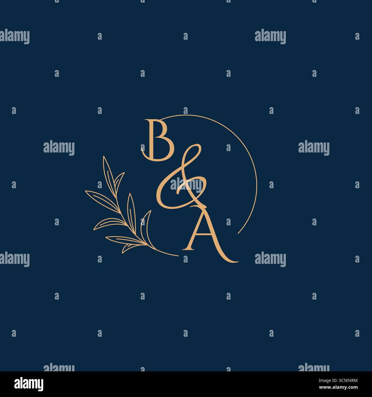 BA Initial Wedding Monogram Logo with Minimalistic Style vector graphic Stock Vector