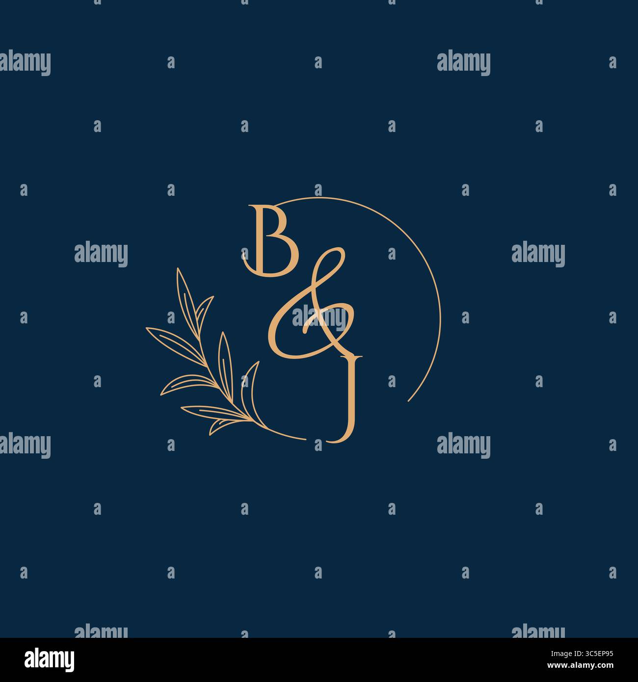 BJ Initial Wedding Monogram Logo with Minimalistic Style vector graphic Stock Vector