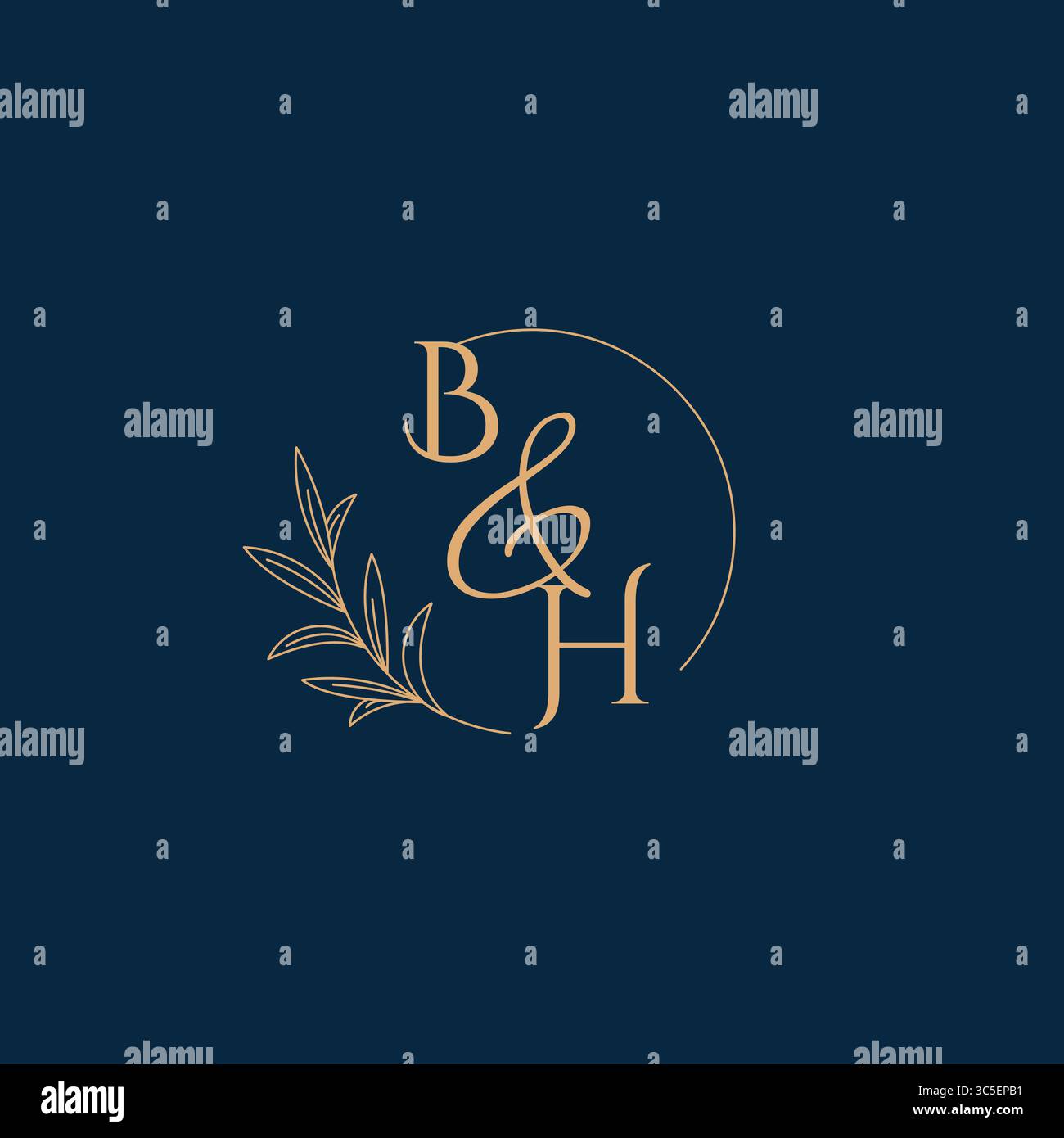 BH Initial Wedding Monogram Logo with Minimalistic Style vector graphic Stock Vector