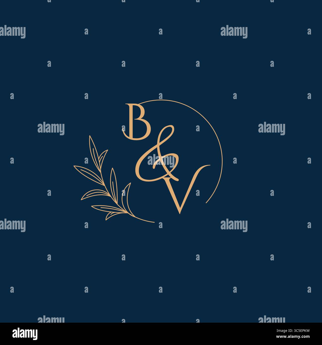 BV Initial Wedding Monogram Logo with Minimalistic Style vector graphic Stock Vector