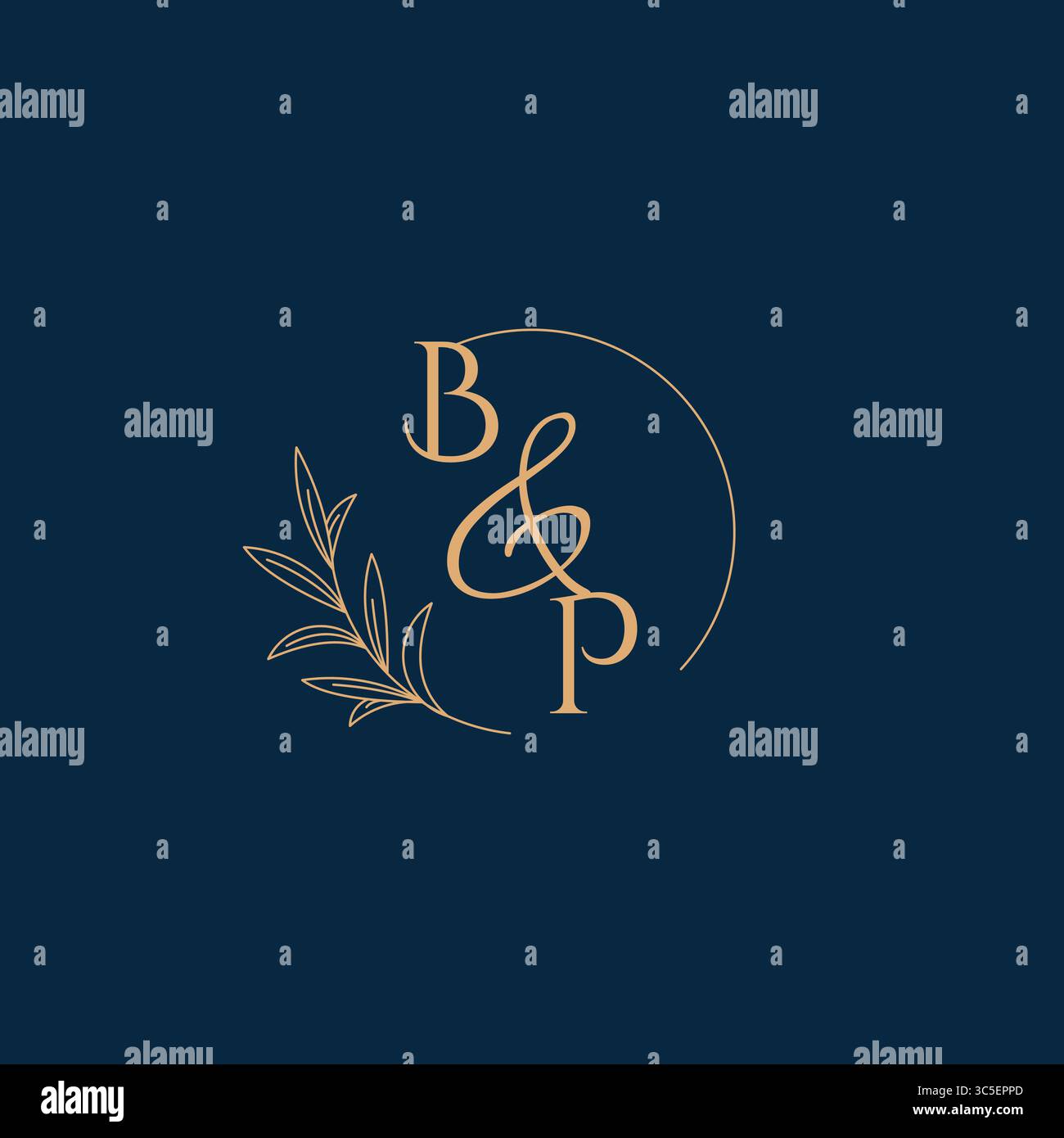 BP Initial Wedding Monogram Logo with Minimalistic Style vector graphic Stock Vector