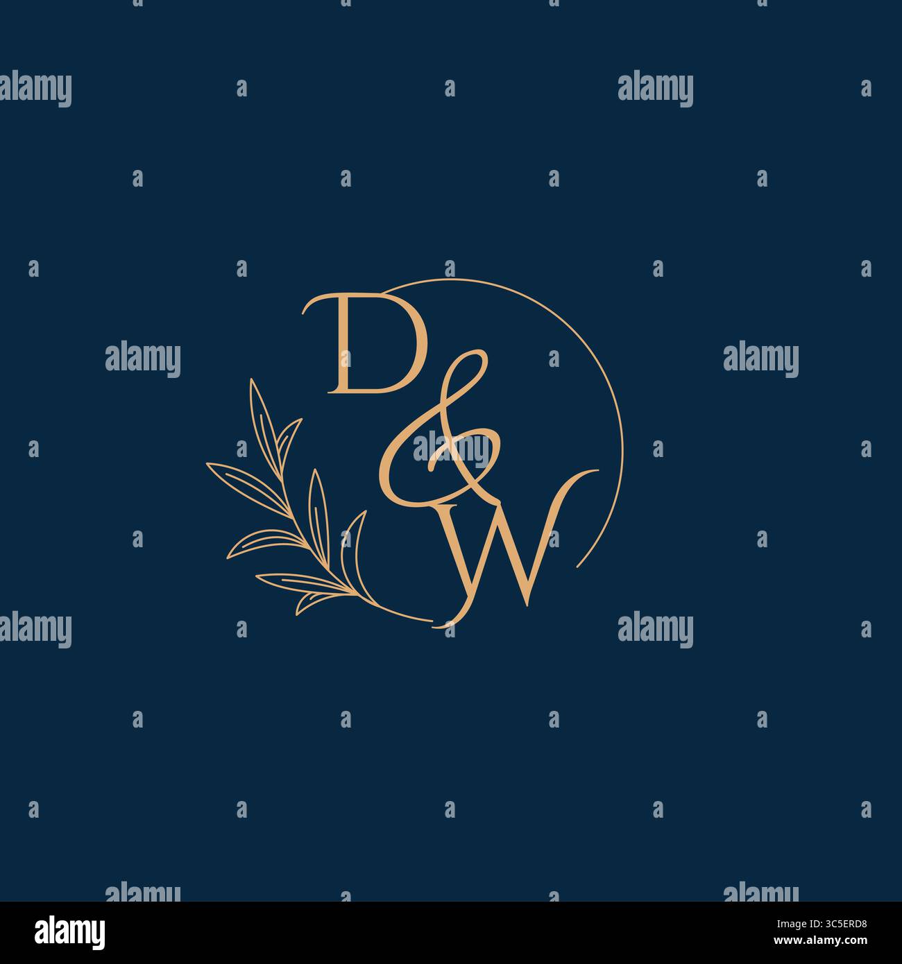 DW Initial Wedding Monogram Logo with Minimalistic Style vector graphic Stock Vector