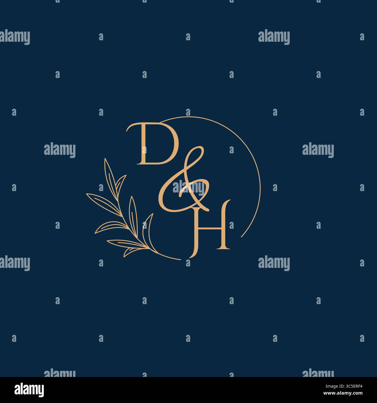 DH Initial Wedding Monogram Logo with Minimalistic Style vector graphic Stock Vector