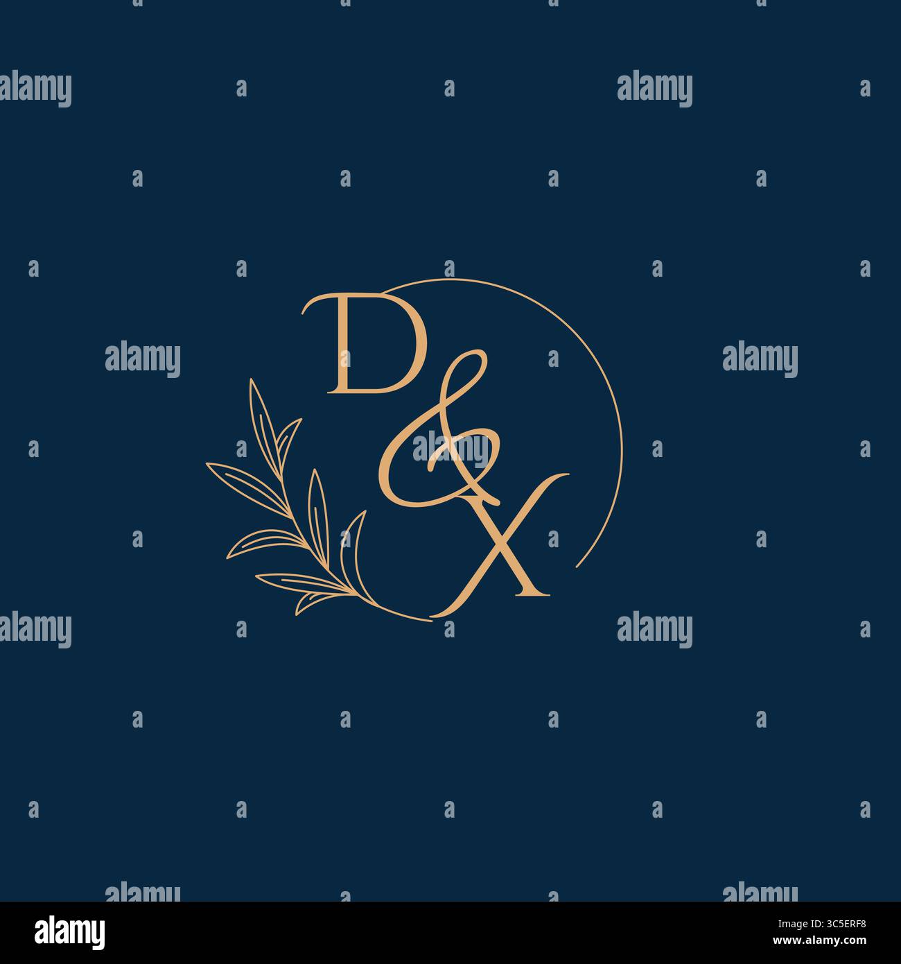 DX Initial Wedding Monogram Logo with Minimalistic Style vector graphic Stock Vector
