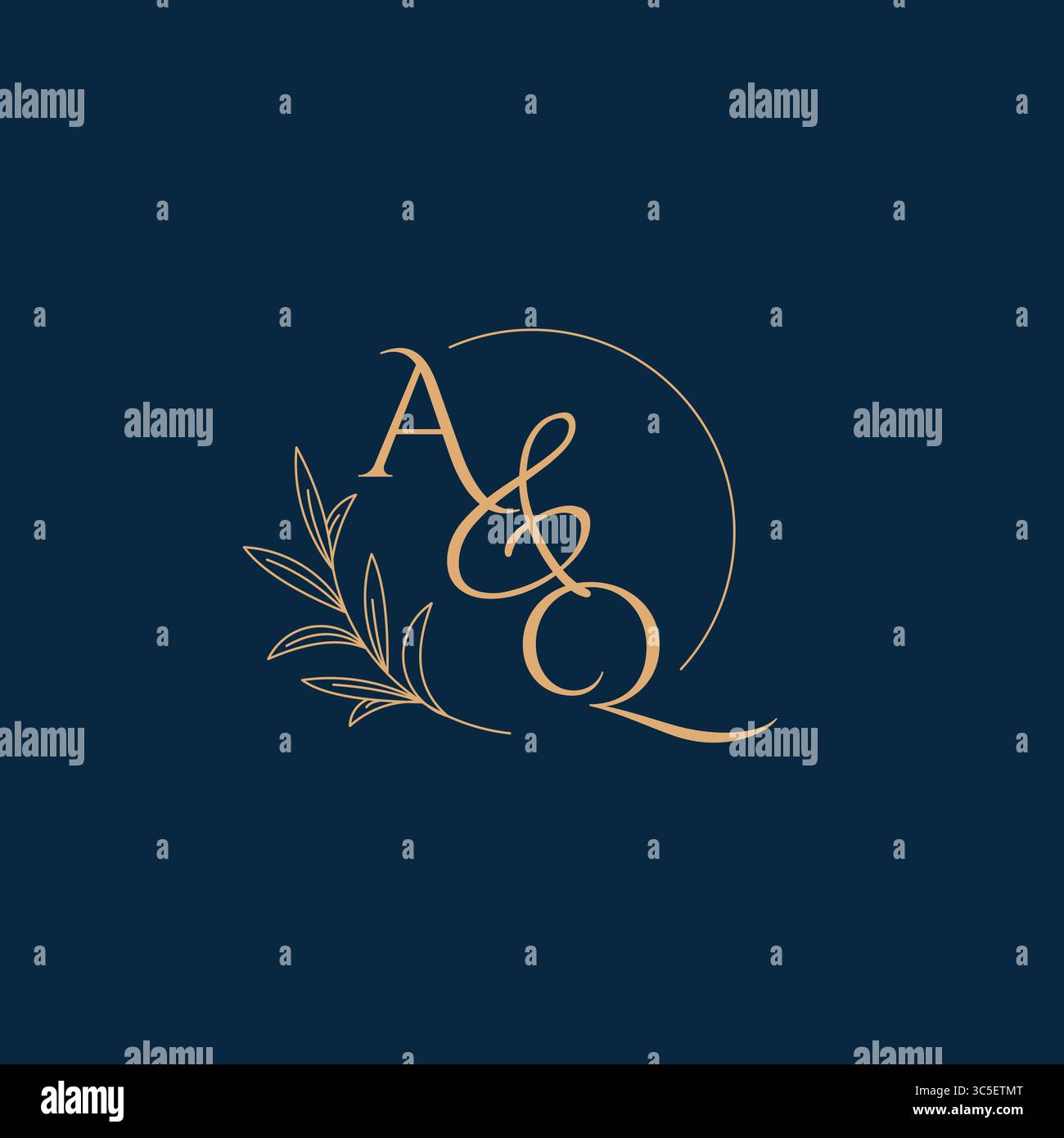 AQ Initial Wedding Monogram Logo with Minimalistic Style vector graphic Stock Vector