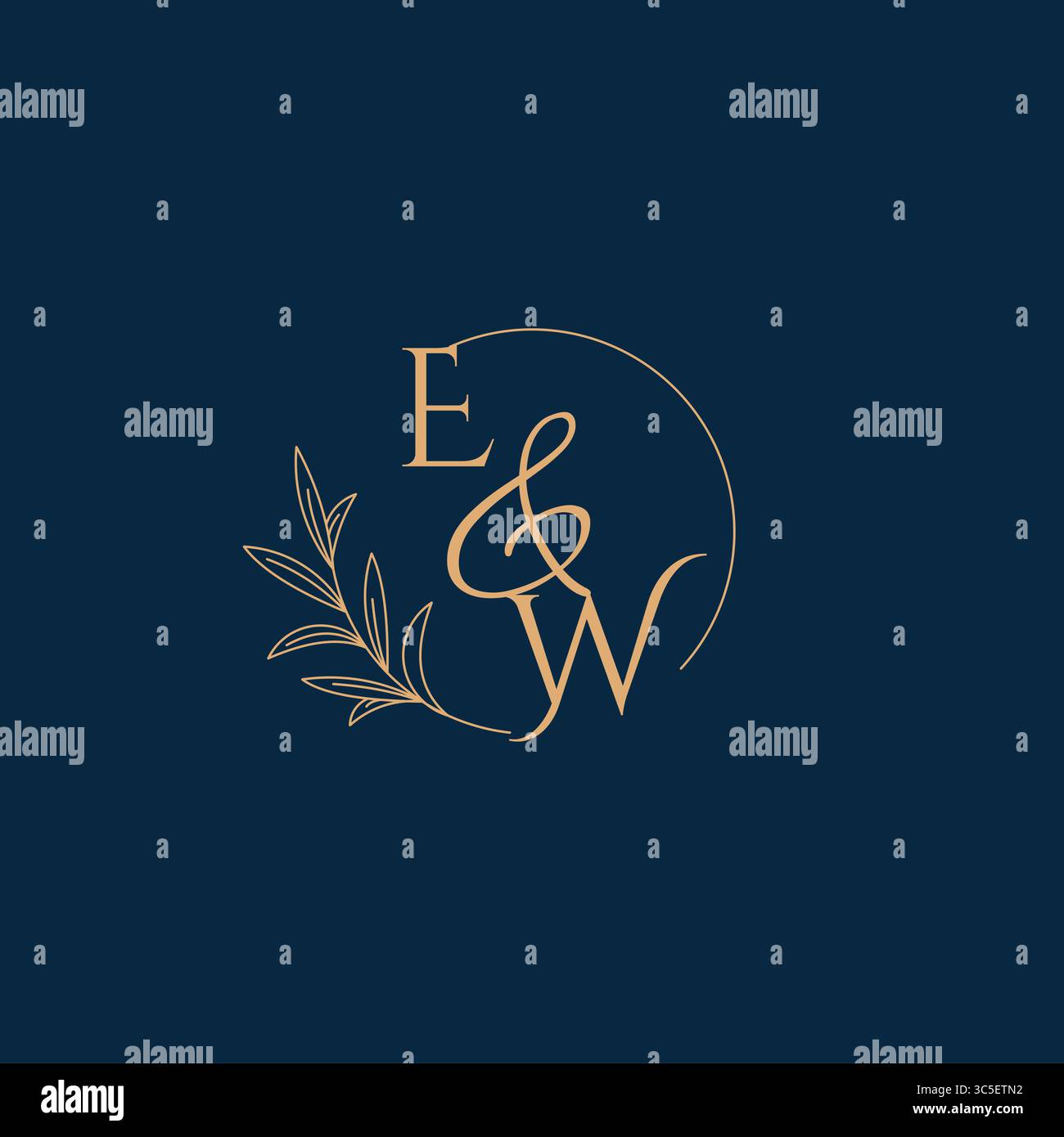 EW Initial Wedding Monogram Logo with Minimalistic Style vector graphic Stock Vector