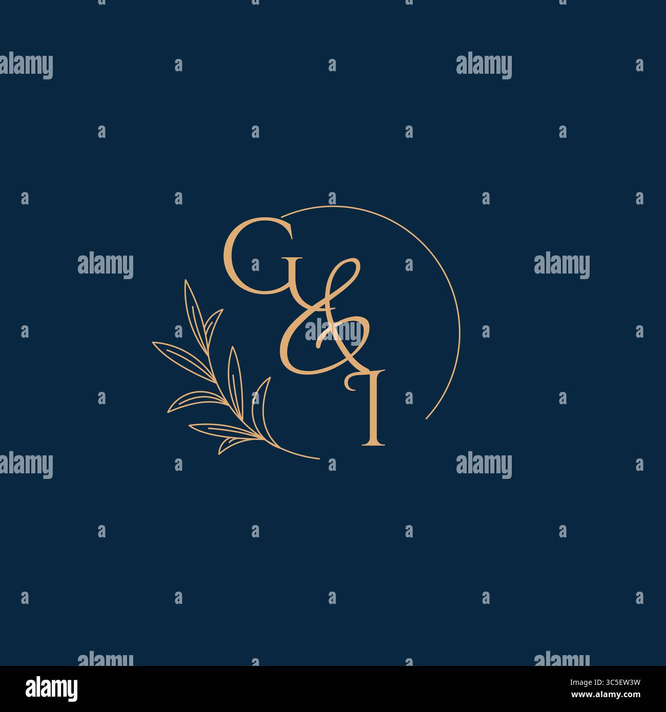 GI Initial Wedding Monogram Logo with Minimalistic Style vector graphic Stock Vector