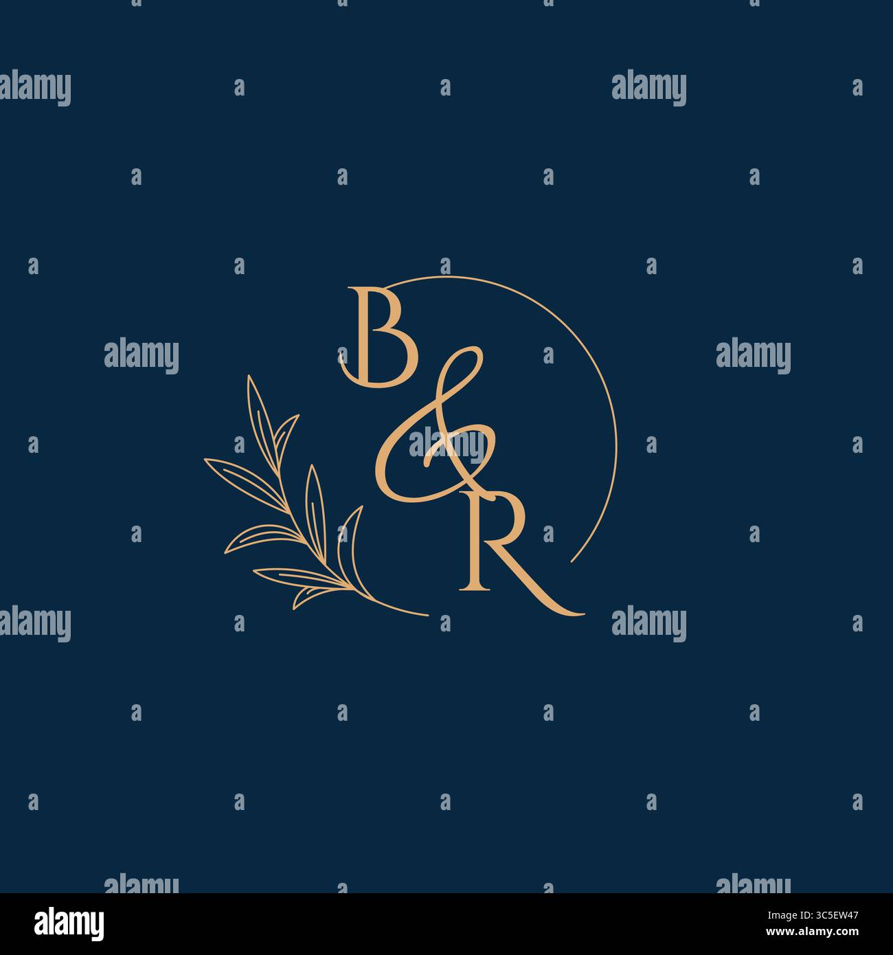 BR Initial Wedding Monogram Logo with Minimalistic Style vector graphic Stock Vector