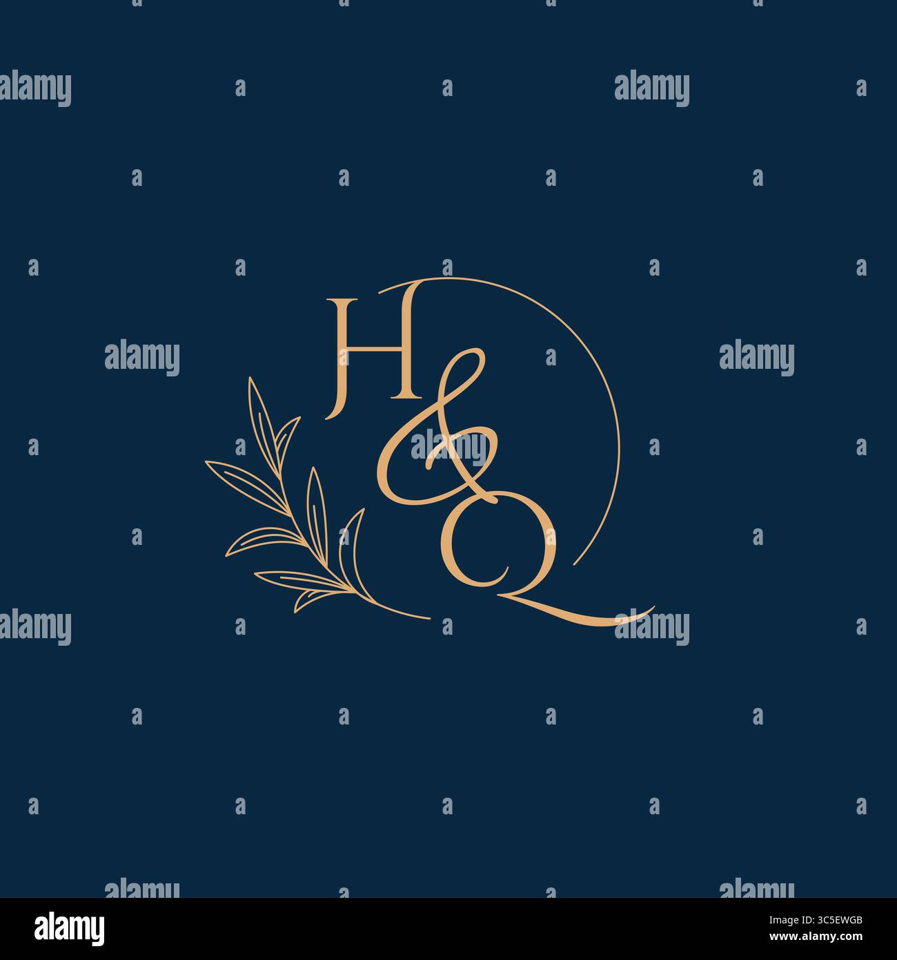 HQ Initial Wedding Monogram Logo with Minimalistic Style vector graphic Stock Vector