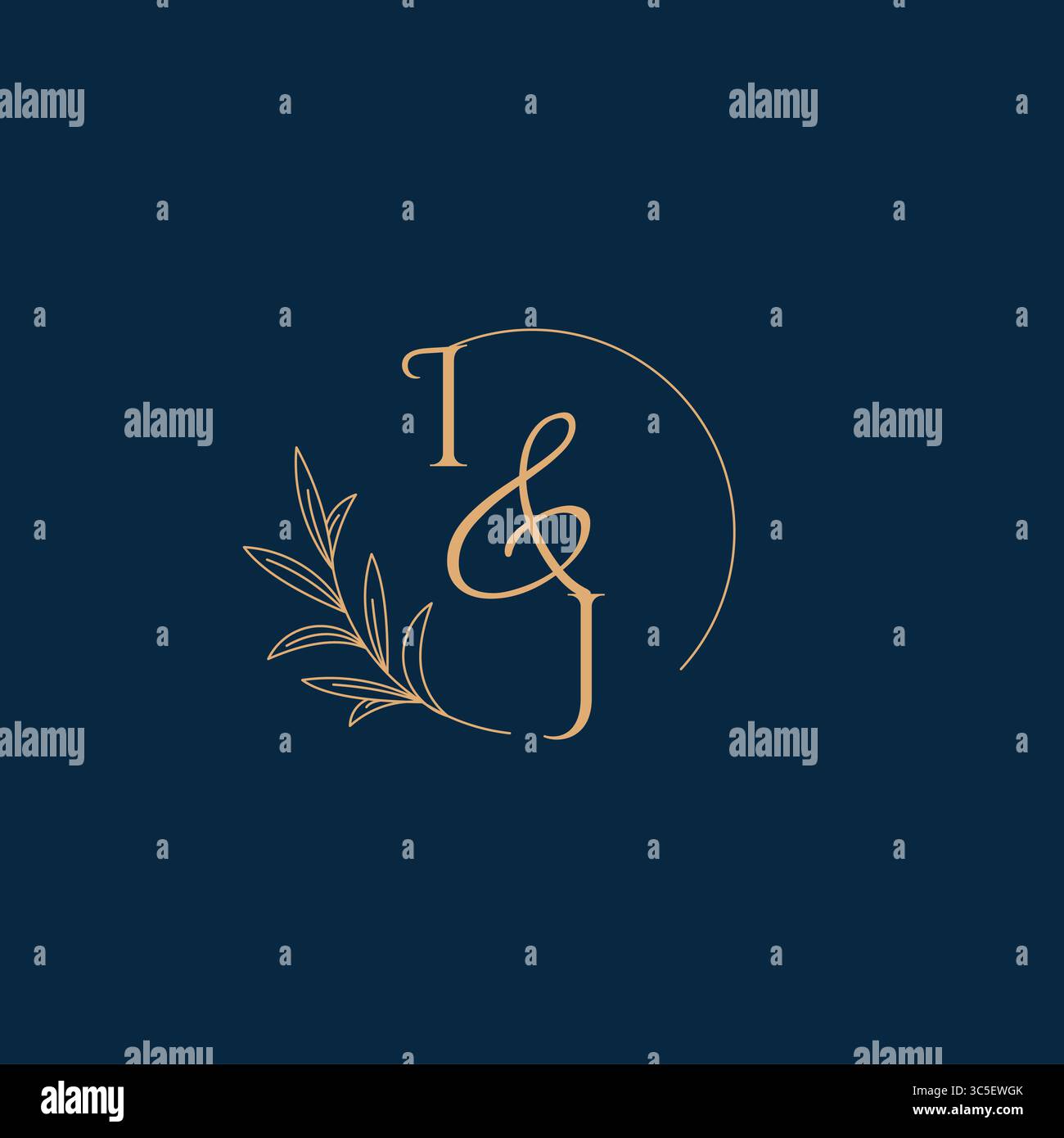 IJ Initial Wedding Monogram Logo with Minimalistic Style vector graphic Stock Vector