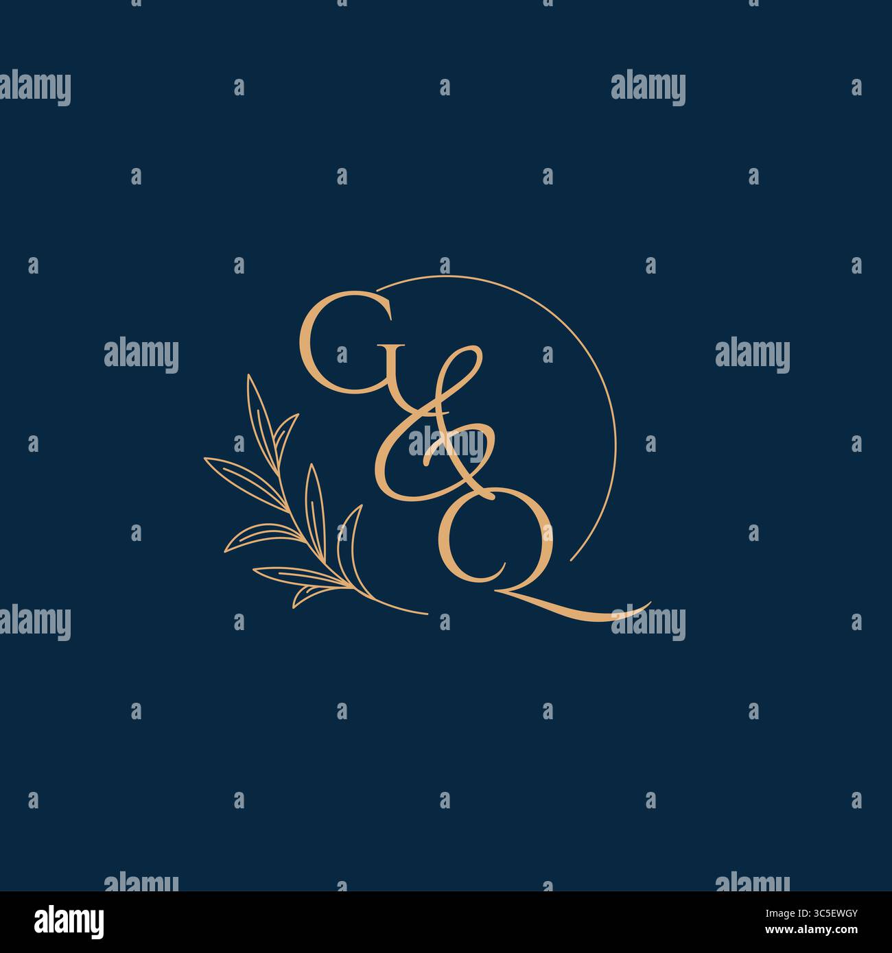 GQ Initial Wedding Monogram Logo with Minimalistic Style vector graphic Stock Vector