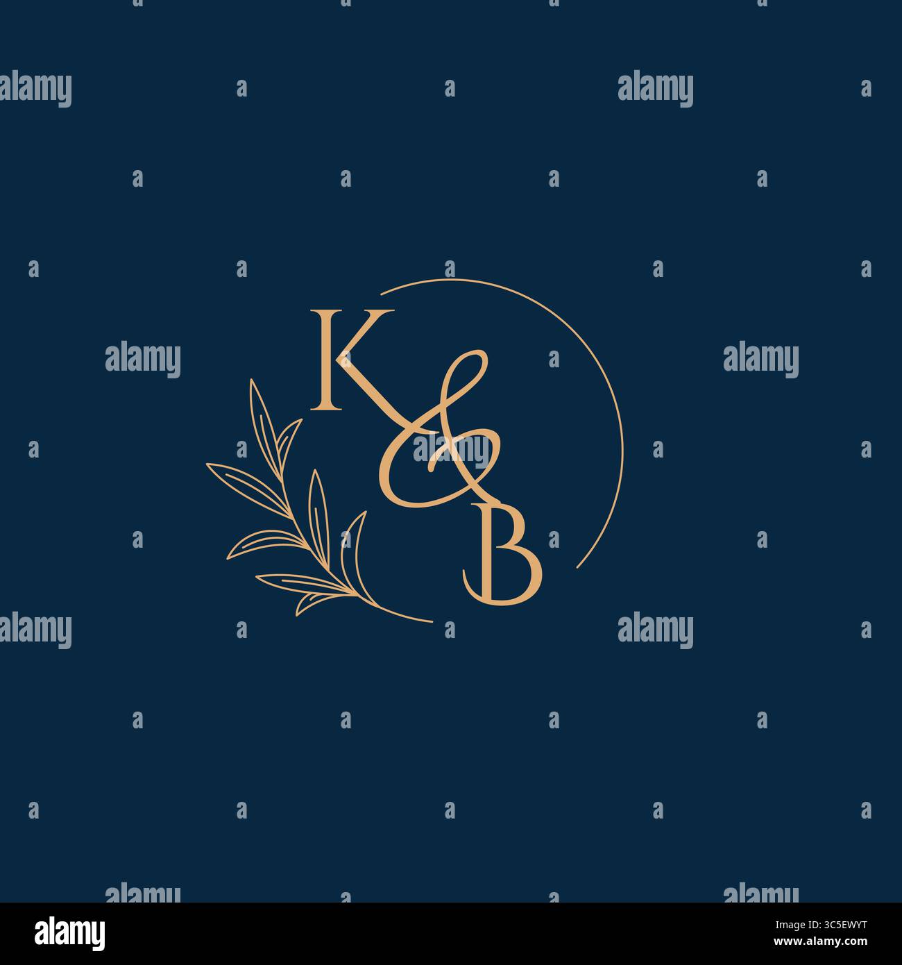 KB Initial Wedding Monogram Logo with Minimalistic Style vector graphic Stock Vector