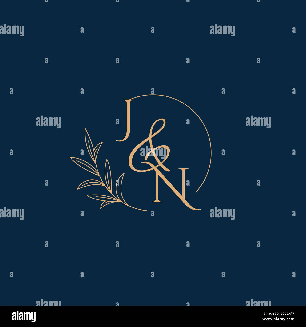 JN Initial Wedding Monogram Logo with Minimalistic Style vector graphic Stock Vector
