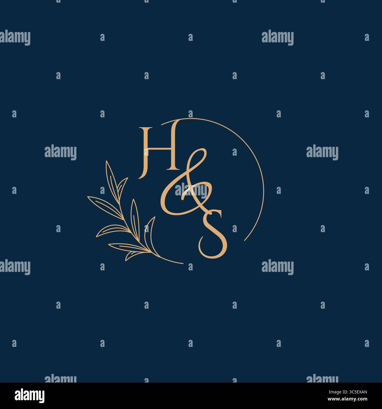 HS Initial Wedding Monogram Logo with Minimalistic Style vector graphic Stock Vector