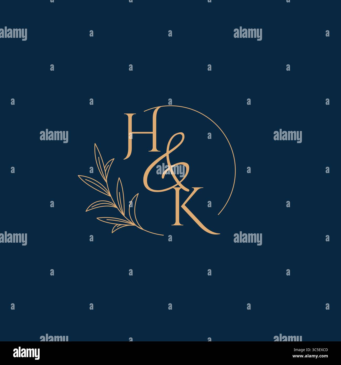 HK Initial Wedding Monogram Logo with Minimalistic Style vector graphic Stock Vector