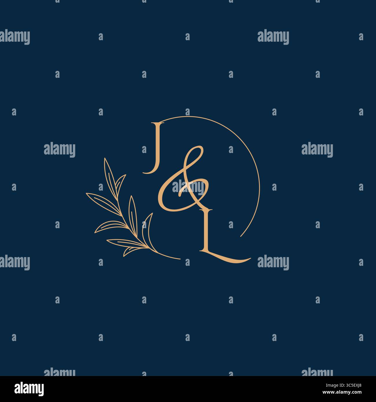JL Initial Wedding Monogram Logo with Minimalistic Style vector graphic Stock Vector