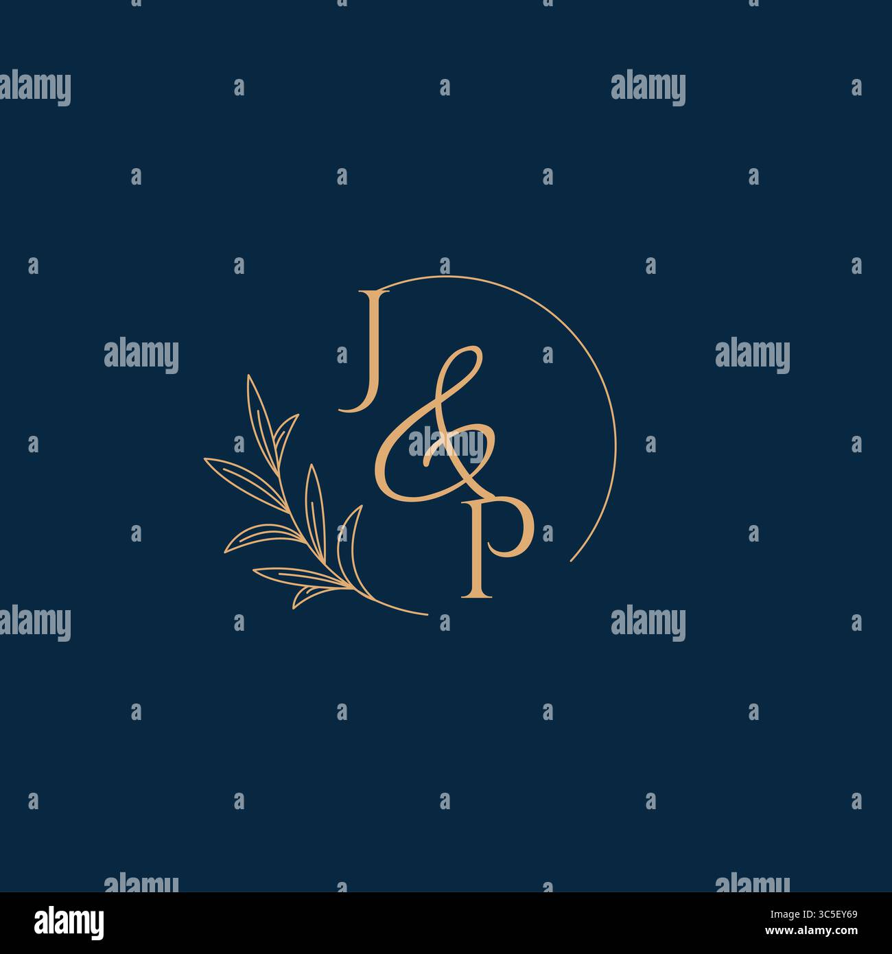 JP Initial Wedding Monogram Logo with Minimalistic Style vector graphic Stock Vector