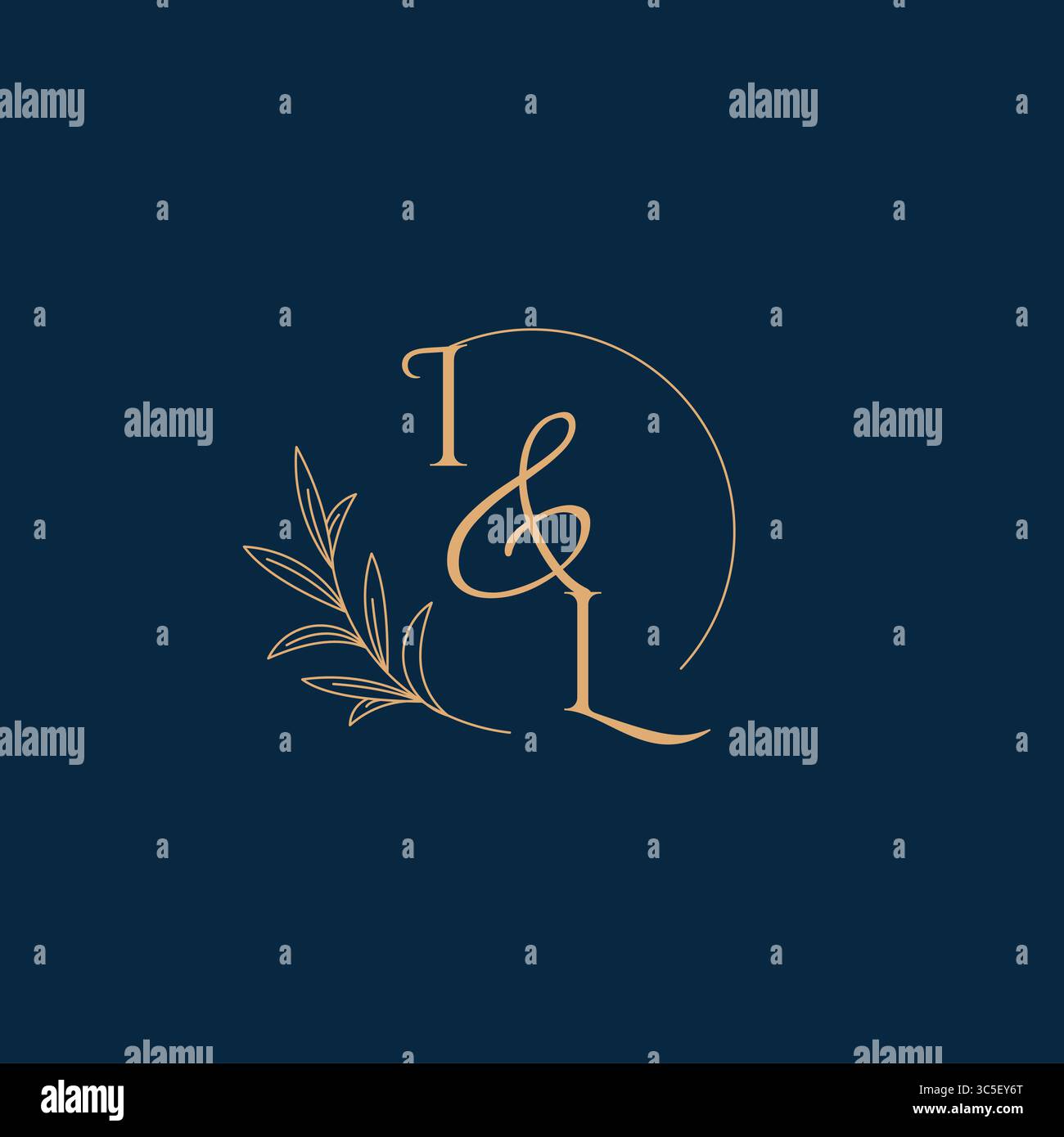 IL Initial Wedding Monogram Logo with Minimalistic Style vector graphic Stock Vector