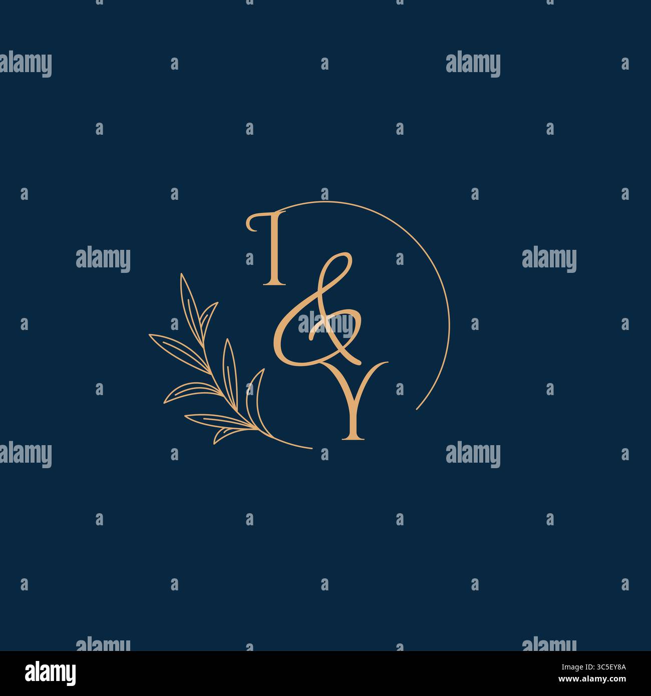 IY Initial Wedding Monogram Logo with Minimalistic Style vector graphic Stock Vector