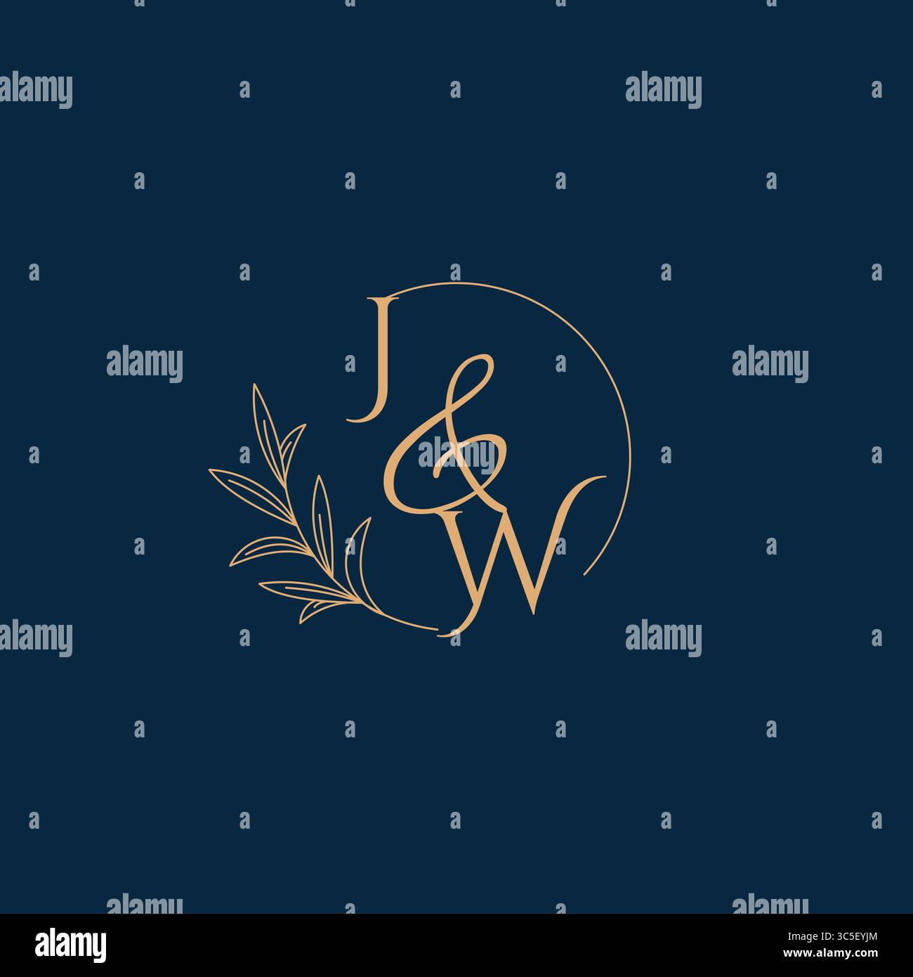 JW Initial Wedding Monogram Logo with Minimalistic Style vector graphic Stock Vector