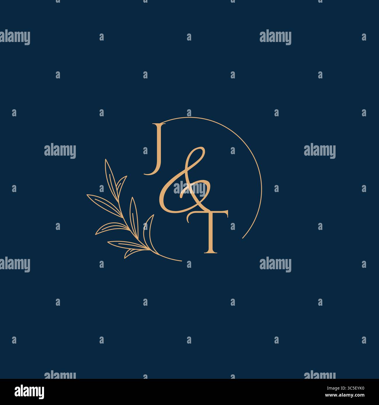 JT Initial Wedding Monogram Logo with Minimalistic Style vector graphic Stock Vector