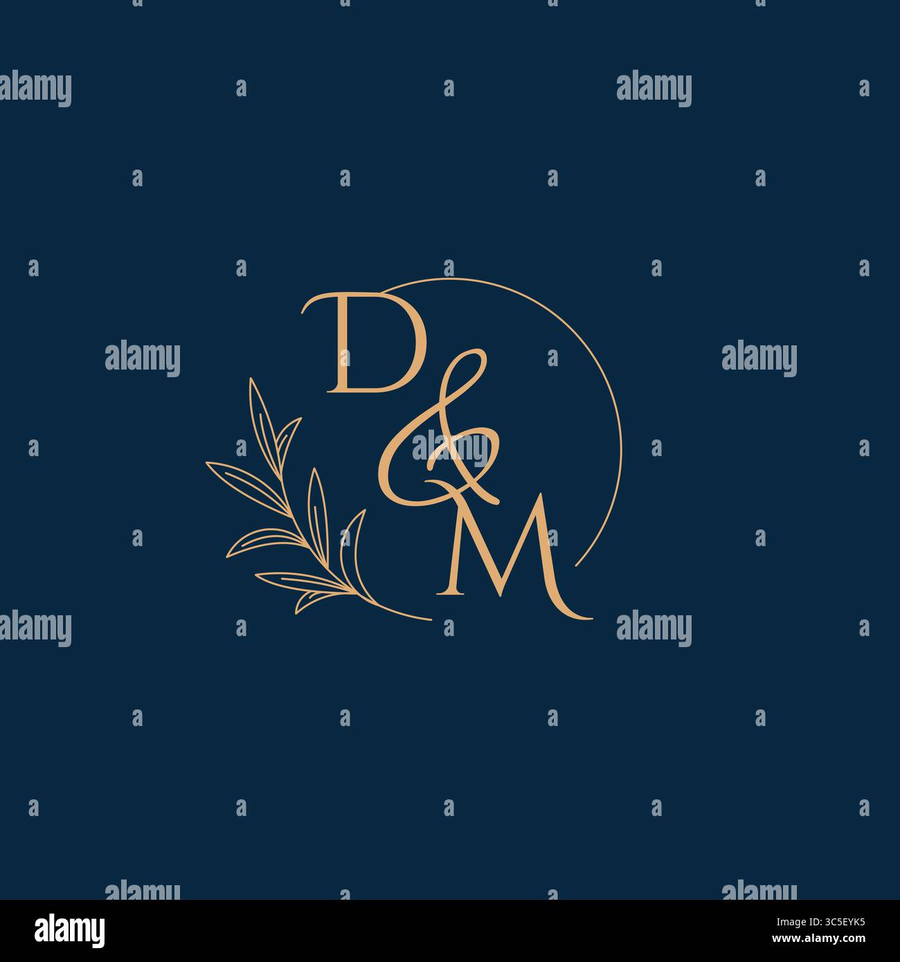DM Initial Wedding Monogram Logo with Minimalistic Style vector graphic Stock Vector