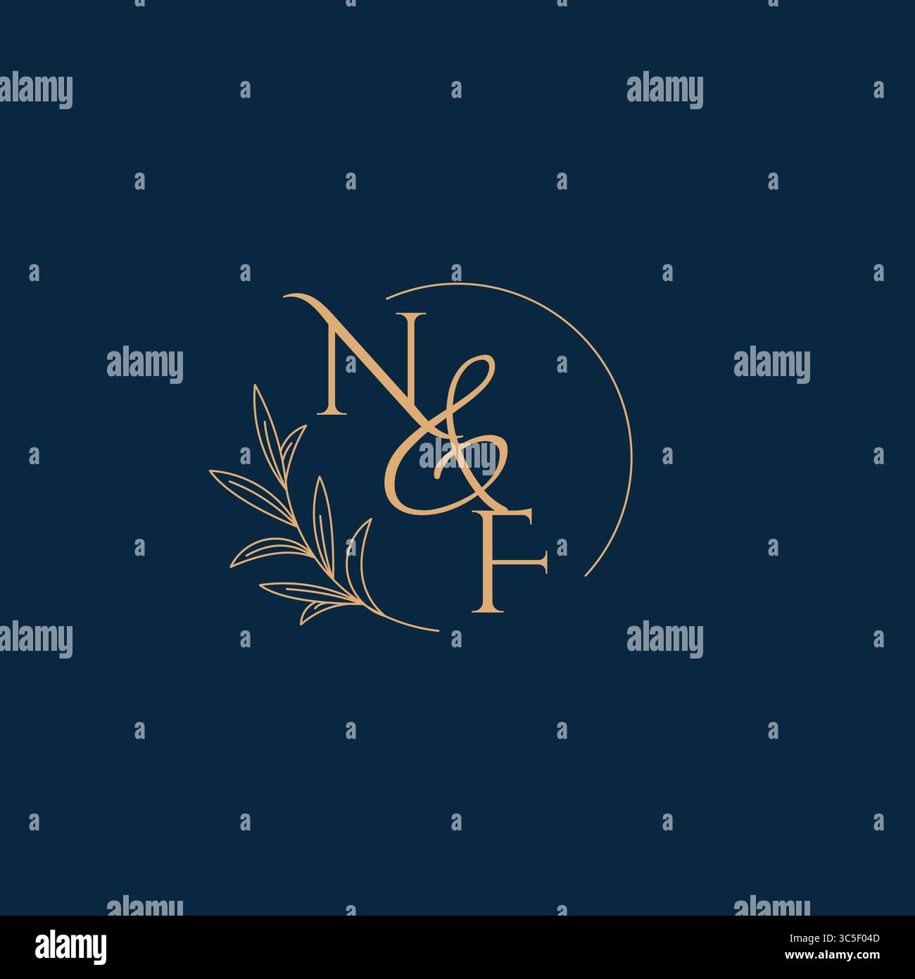 NF Initial Wedding Monogram Logo with Minimalistic Style vector graphic Stock Vector