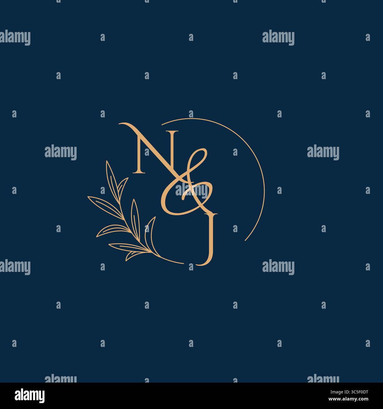NJ Initial Wedding Monogram Logo with Minimalistic Style vector graphic Stock Vector