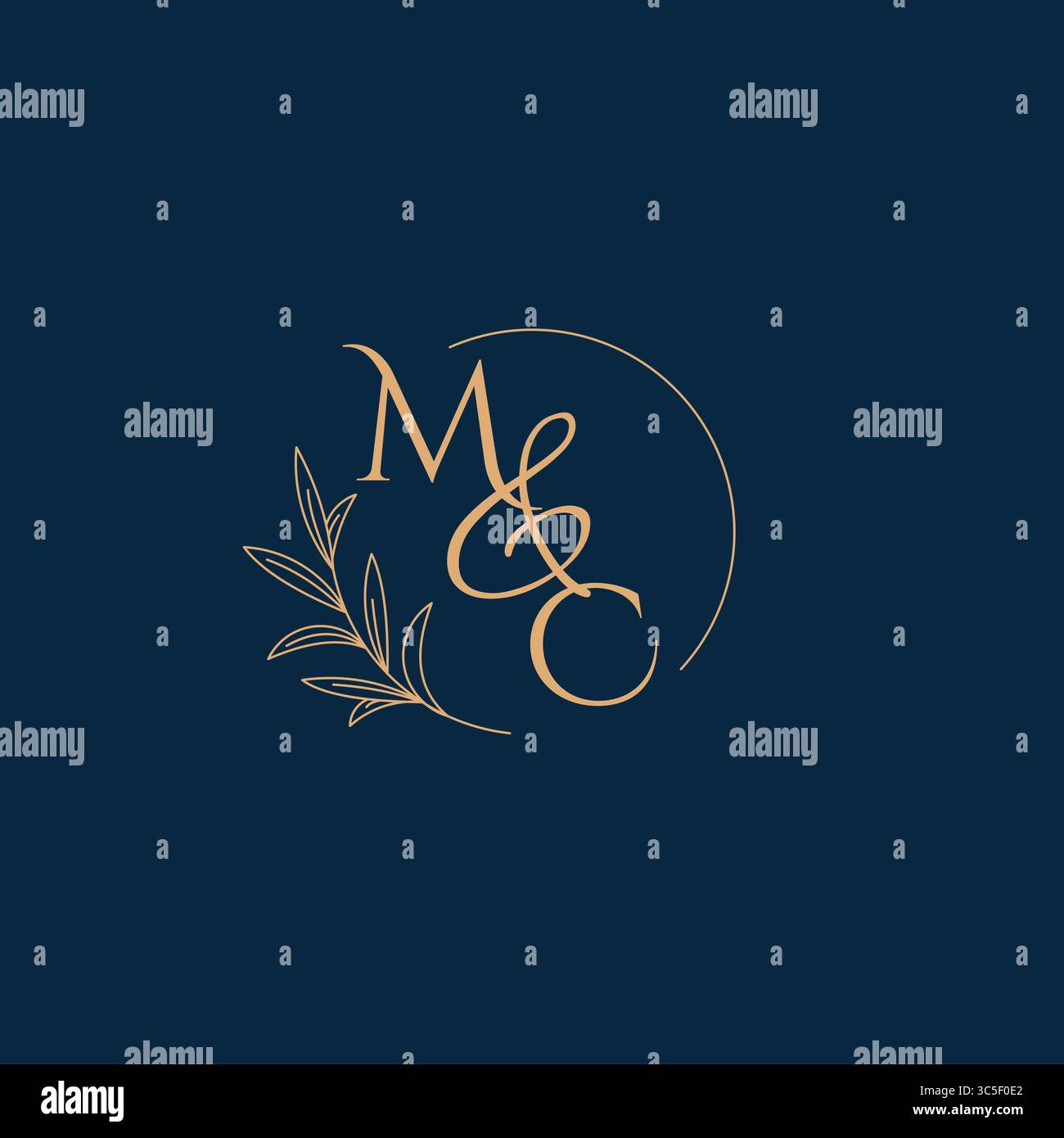 MC Initial Wedding Monogram Logo with Minimalistic Style vector graphic Stock Vector