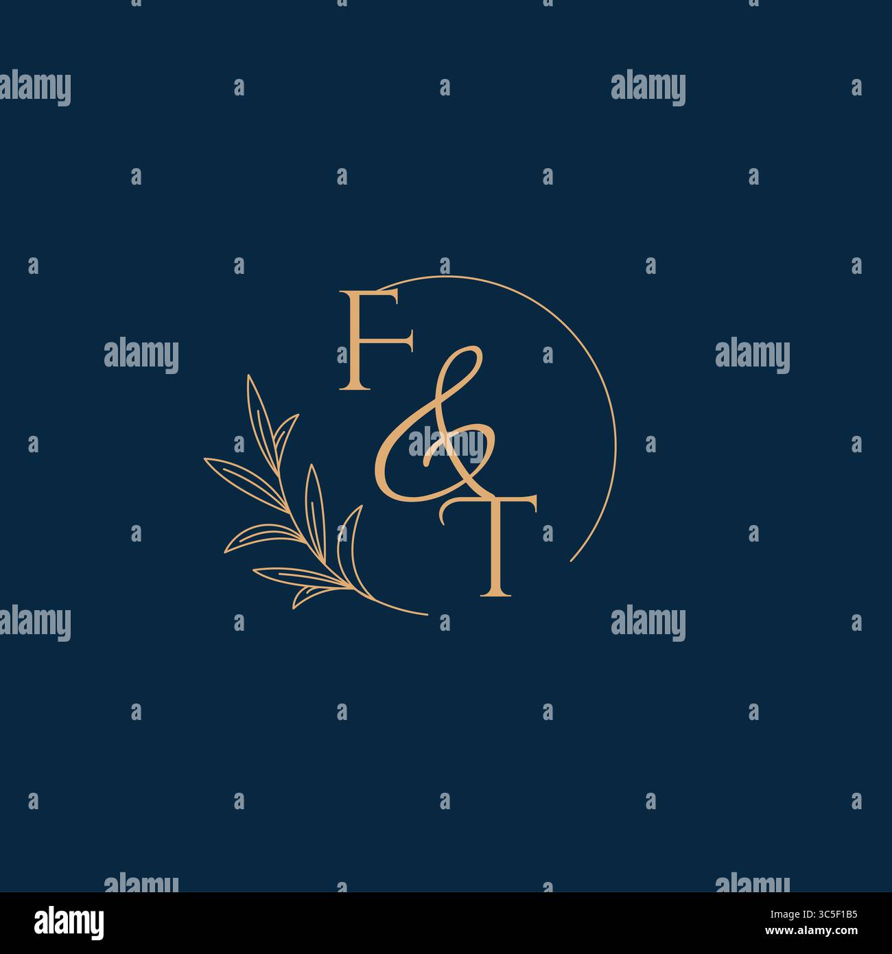 FT Initial Wedding Monogram Logo with Minimalistic Style vector graphic Stock Vector