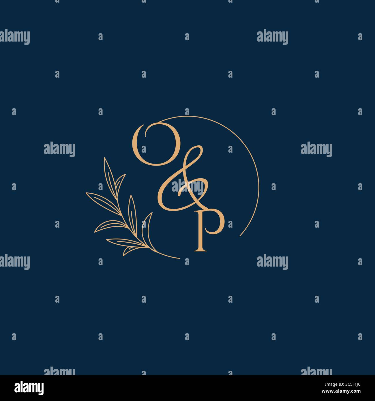 OP Initial Wedding Monogram Logo with Minimalistic Style vector graphic Stock Vector