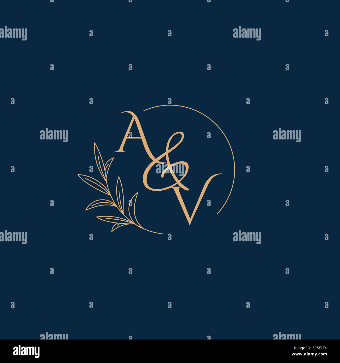 AV Initial Wedding Monogram Logo with Minimalistic Style vector graphic Stock Vector