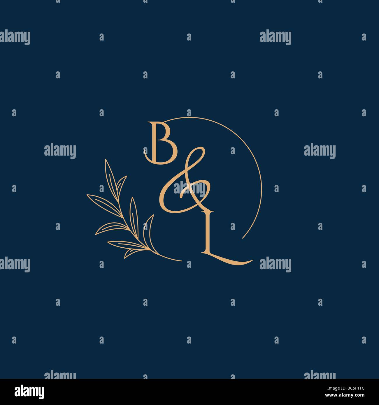BL Initial Wedding Monogram Logo with Minimalistic Style vector graphic Stock Vector